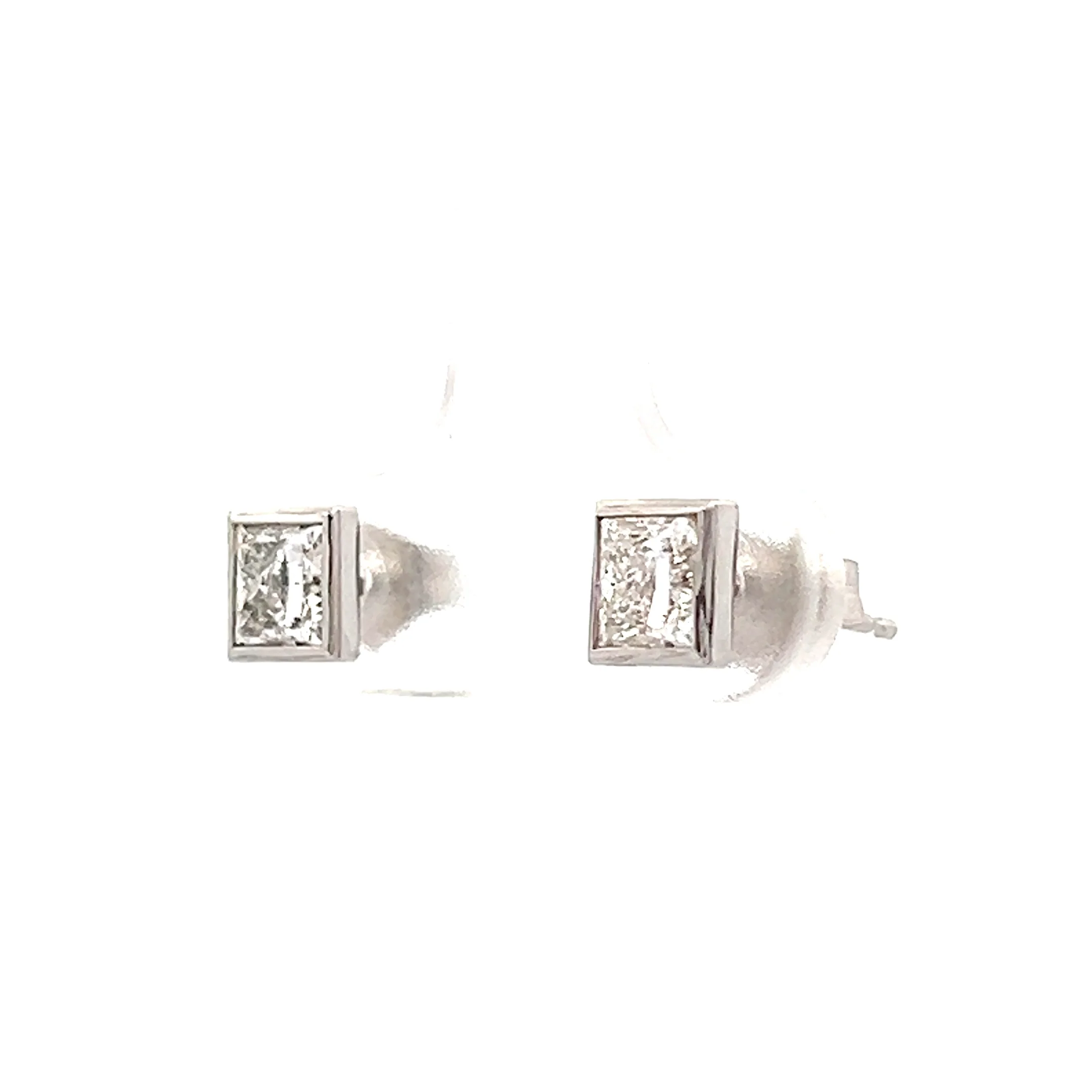1 Carat Princess Cut Diamond Stud Earrings in 14k - Image 2