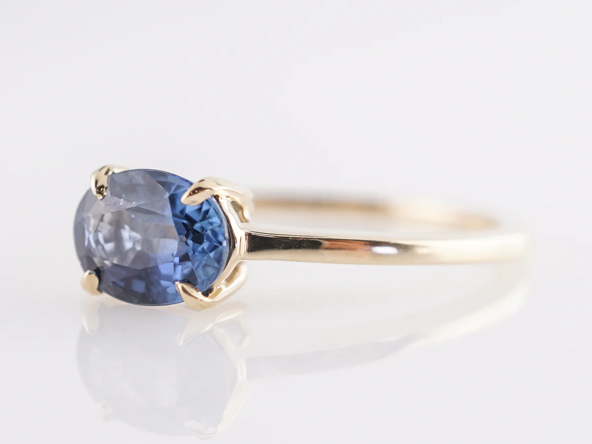 1 Carat Sapphire Engagement Ring in 14K Yellow Gold - Image 2