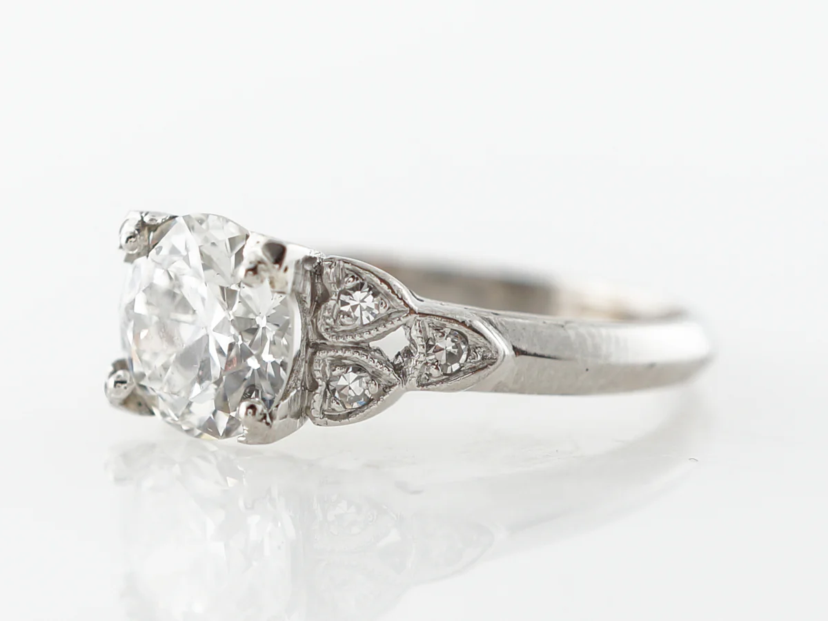 1 Carat Vintage Diamond Engagement Ring Platinum - Image 2