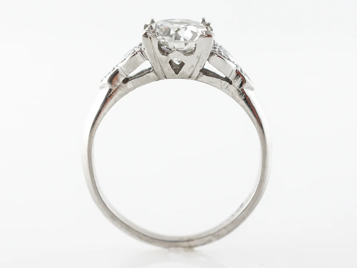 1 Carat Vintage Diamond Engagement Ring Platinum - Image 4
