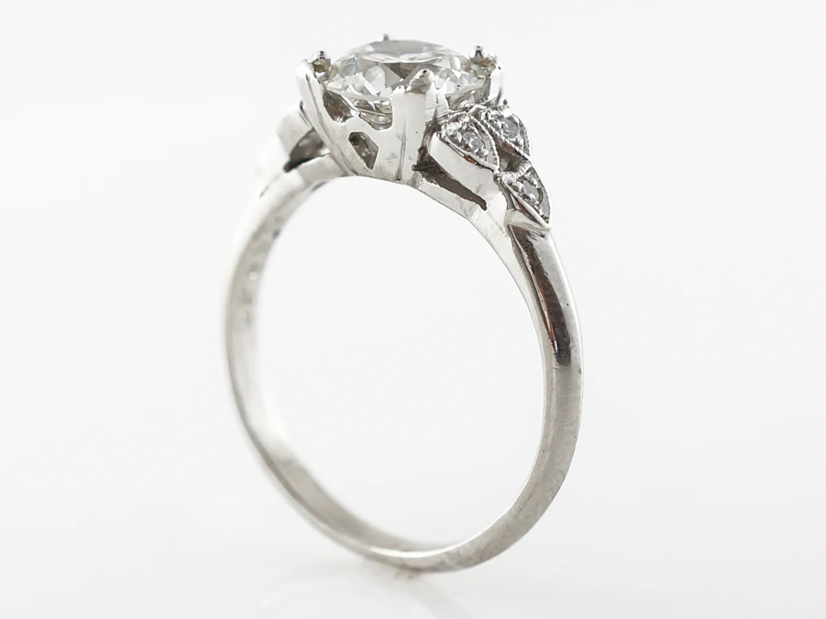 1 Carat Vintage Diamond Engagement Ring Platinum - Image 5