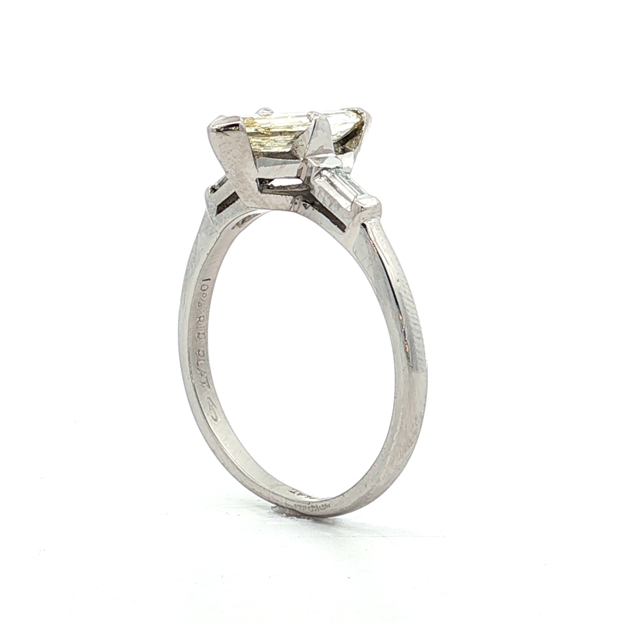 1 Carat Vintage Marquise Diamond Engagement Ring Platinum - Image 5