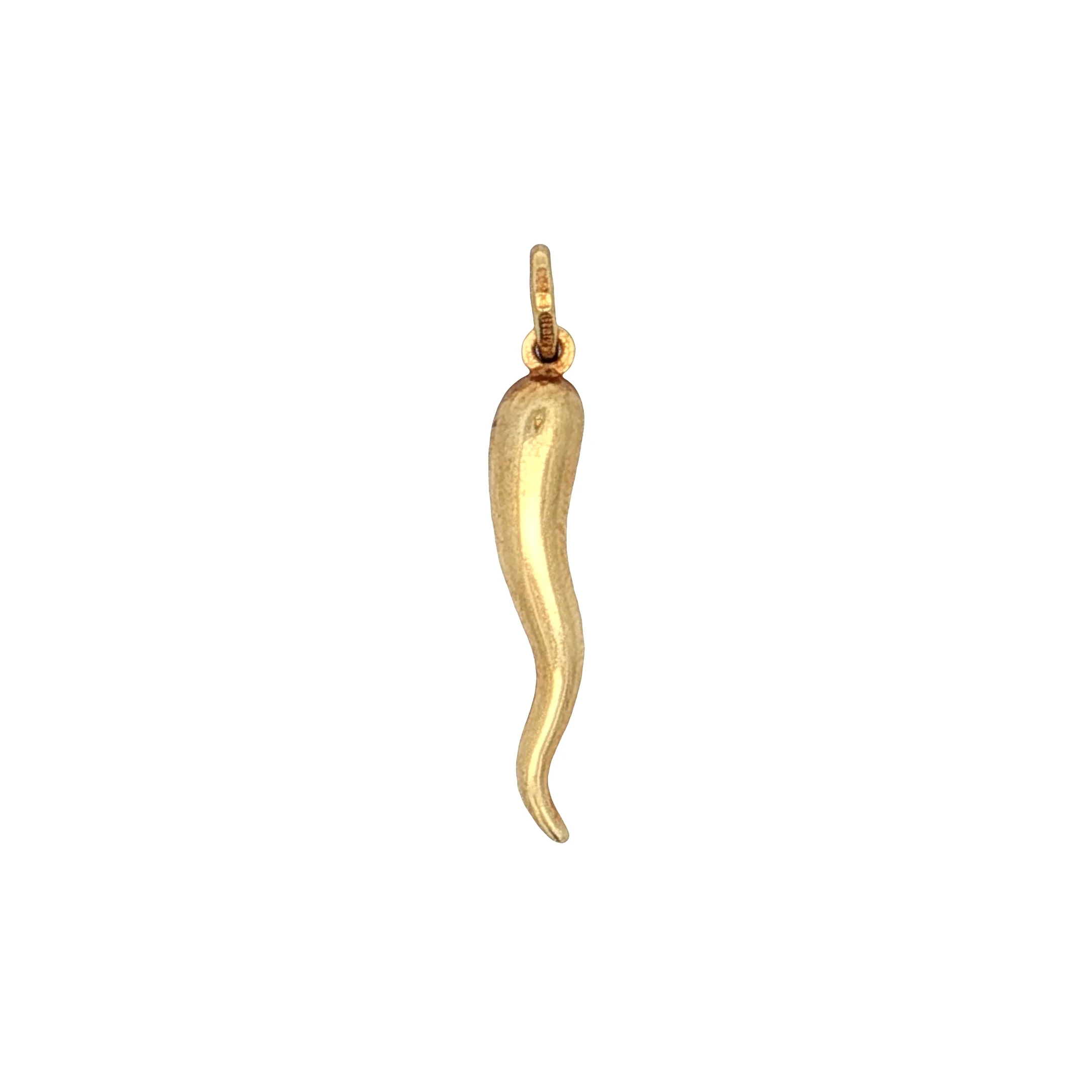 1 Inch Cornicello Charm 14k Yellow Gold