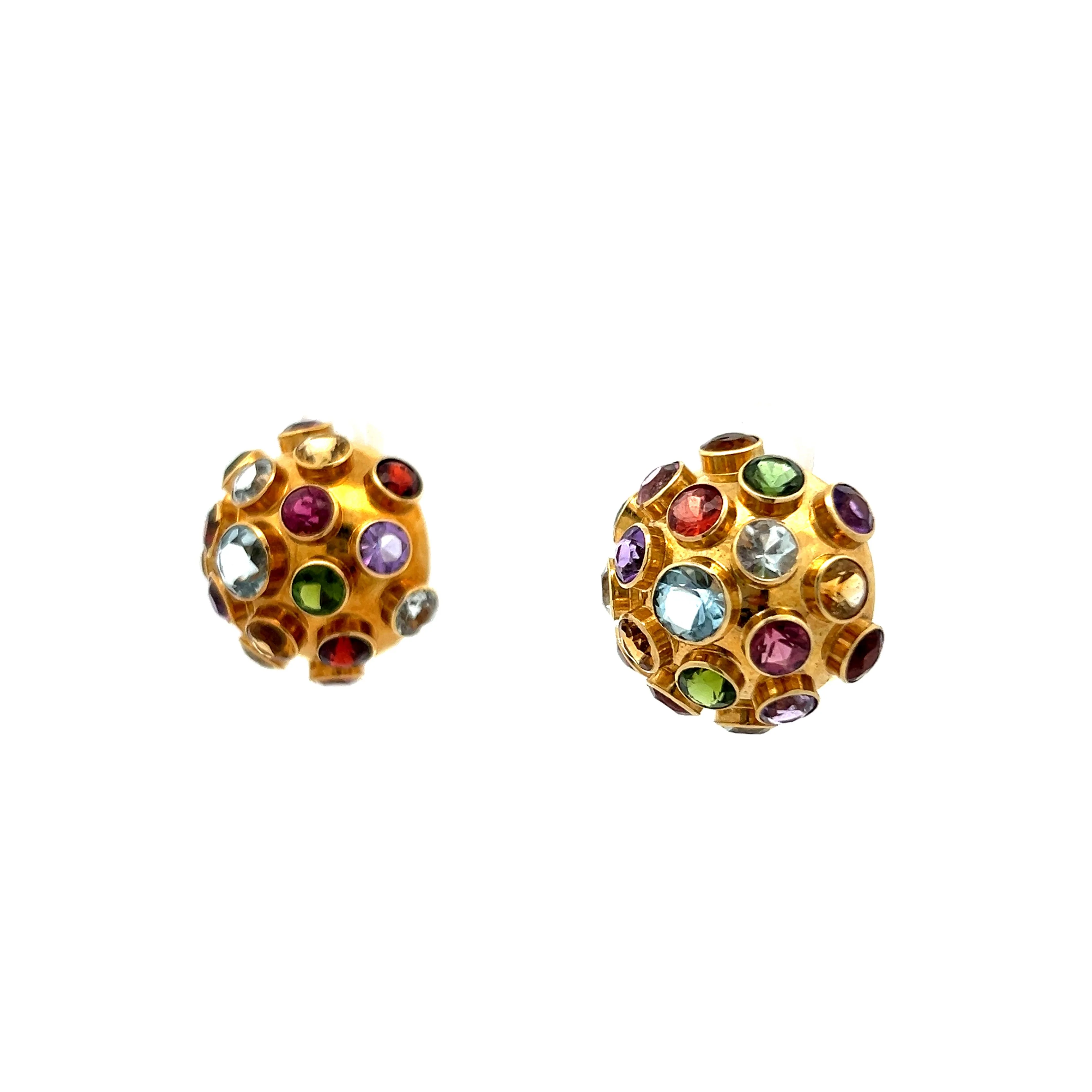 Vintage Sputnik Stud Earrings in 14k Yellow Gold - Image 2