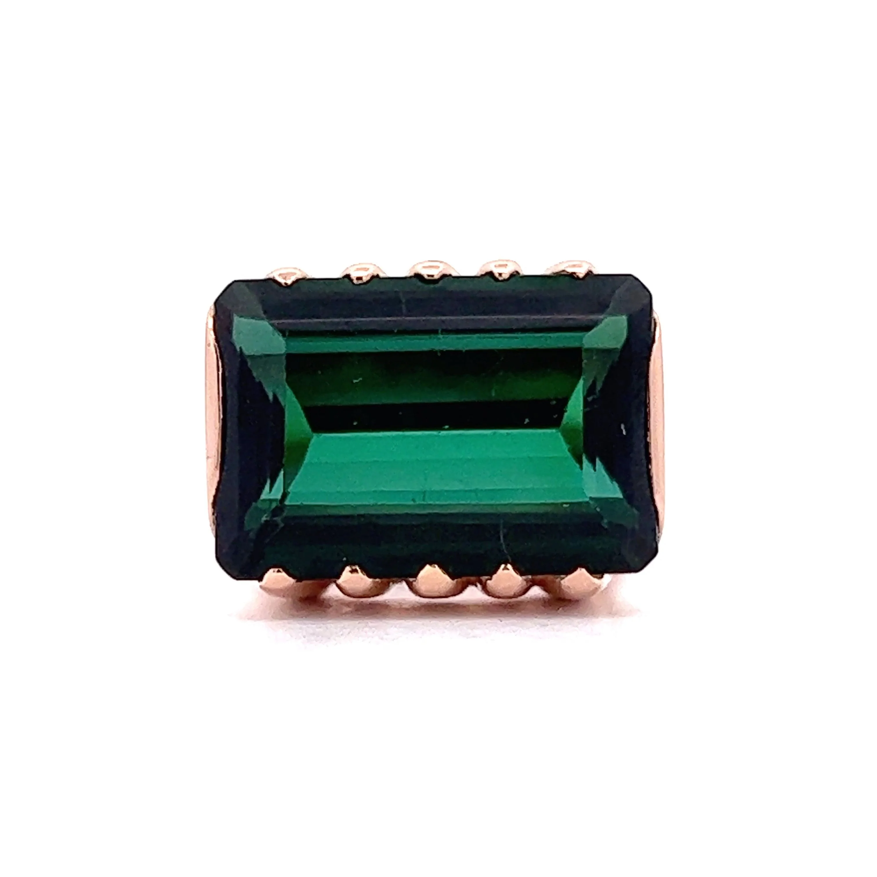 10.13 Emerald Cut Tourmaline Cocktail Ring in Rose Gold