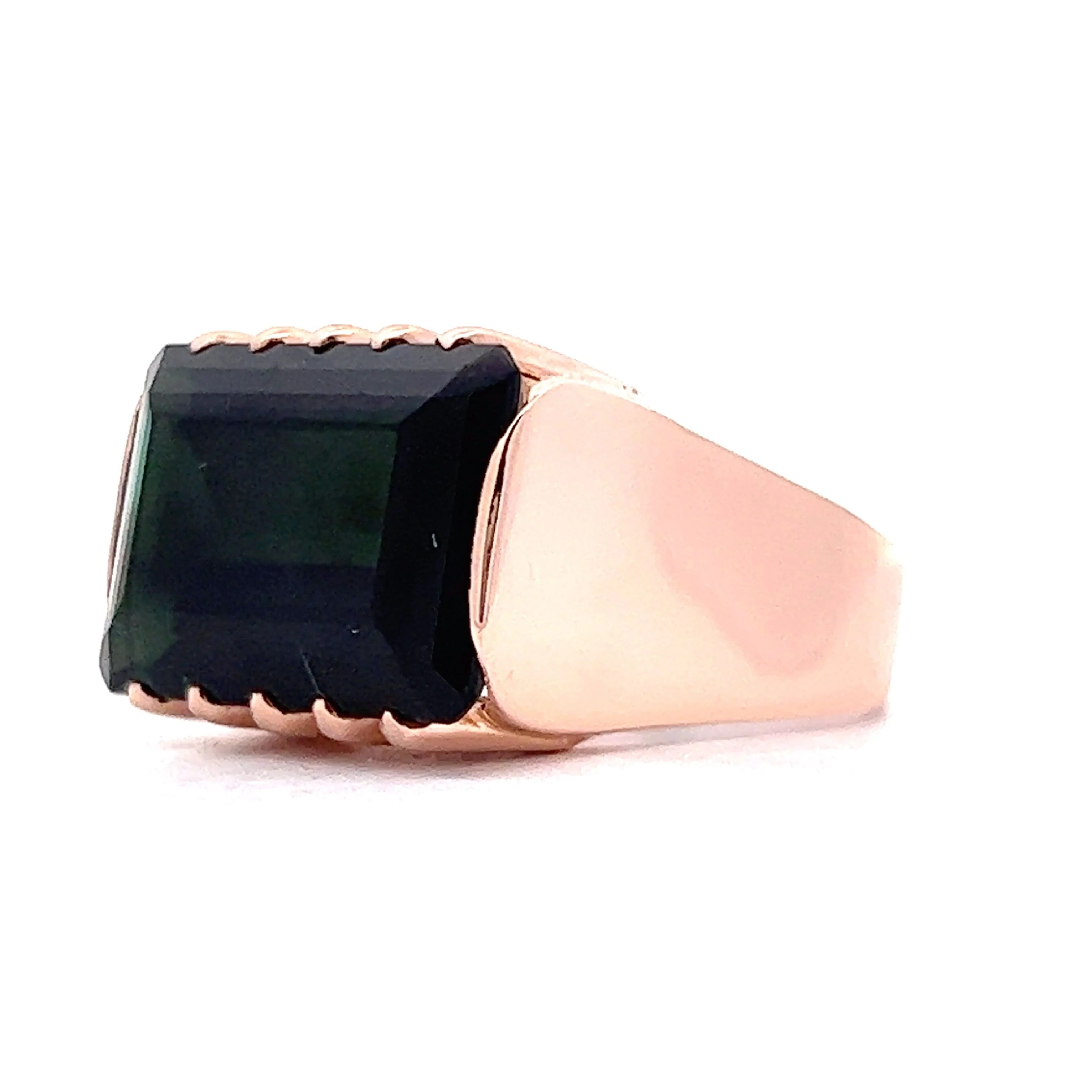 10.13 Emerald Cut Tourmaline Cocktail Ring in Rose Gold - Image 2