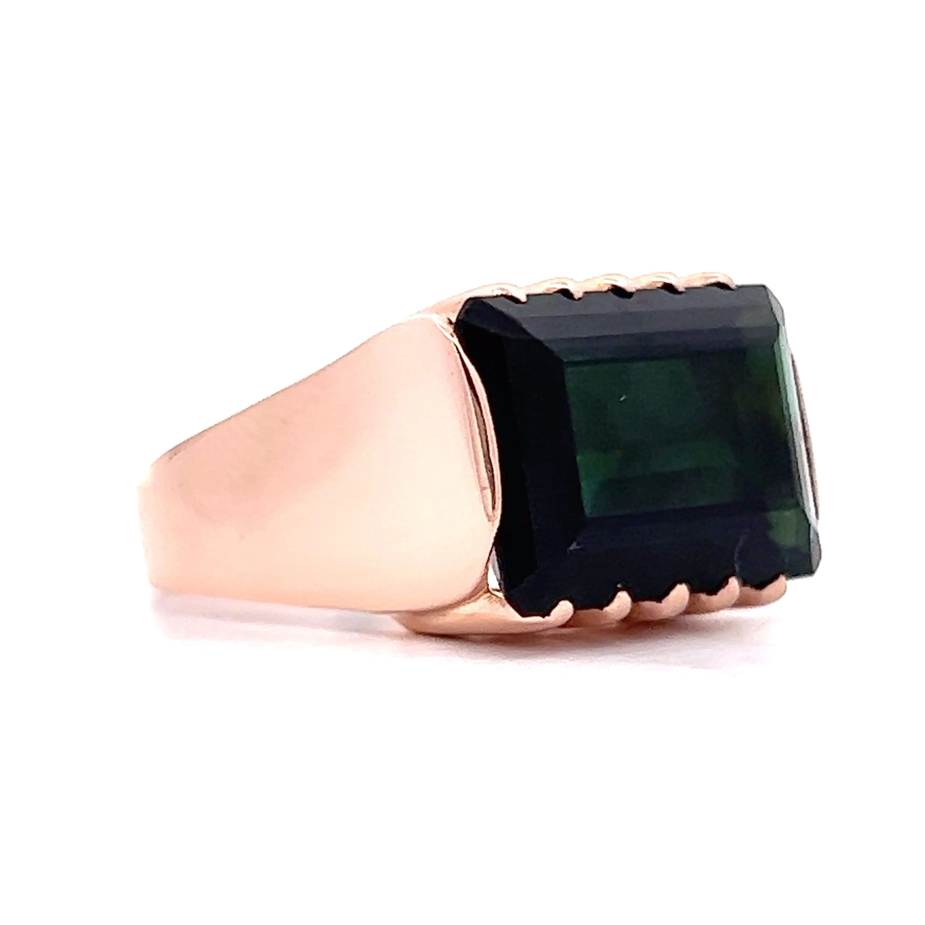 10.13 Emerald Cut Tourmaline Cocktail Ring in Rose Gold - Image 3