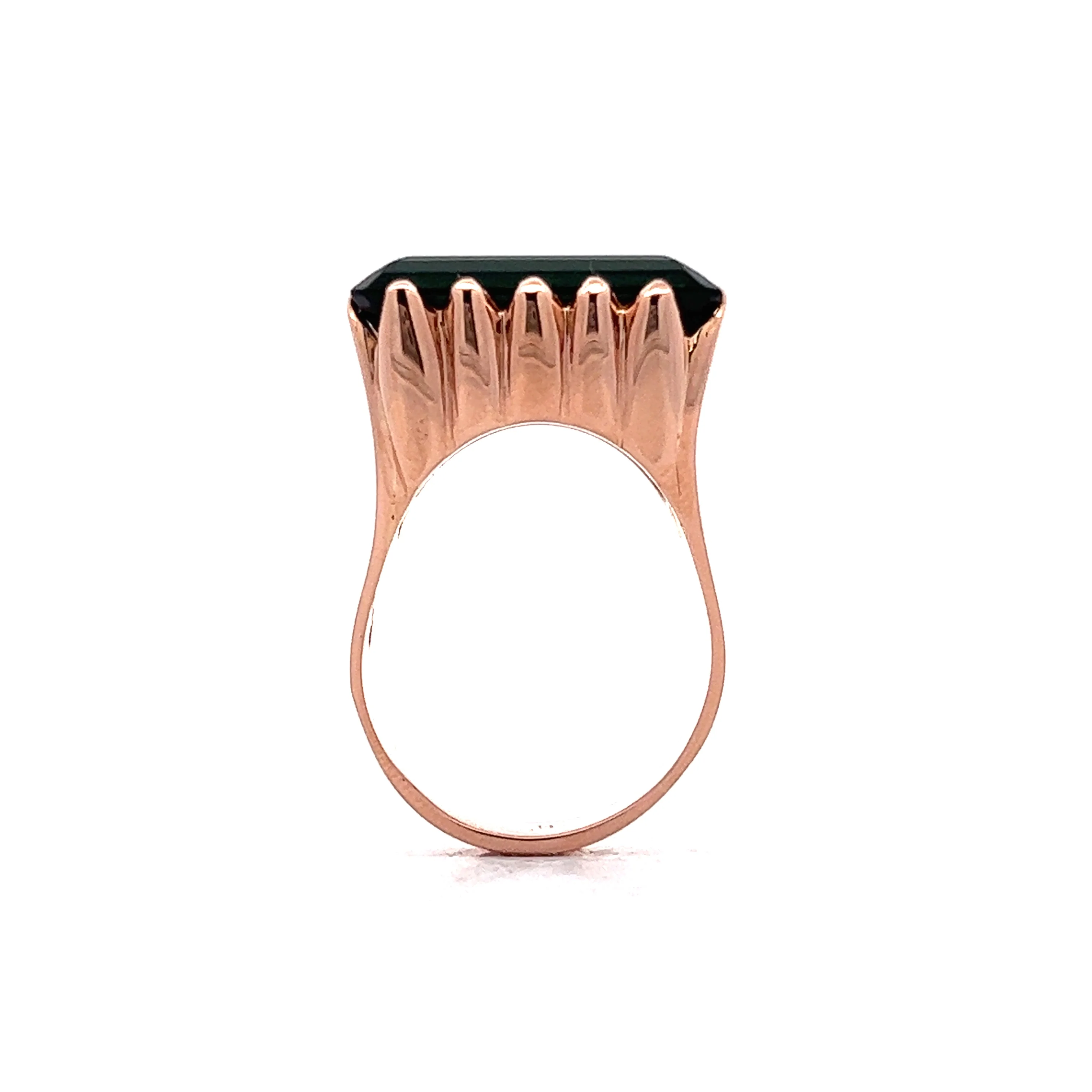 10.13 Emerald Cut Tourmaline Cocktail Ring in Rose Gold - Image 4