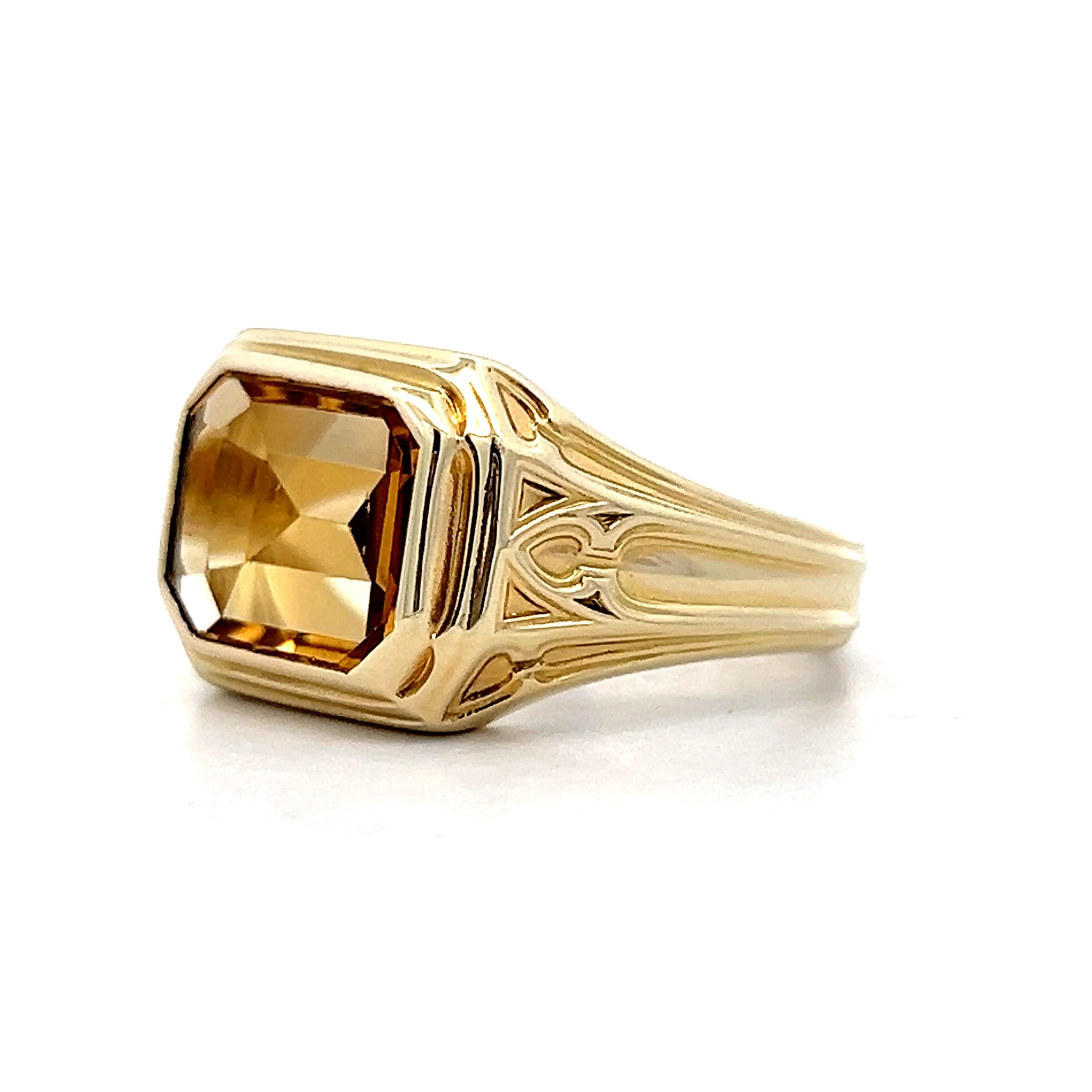 10.30 Men's Emerald Cut Citrine in 14k Yellow Gold - Image 2