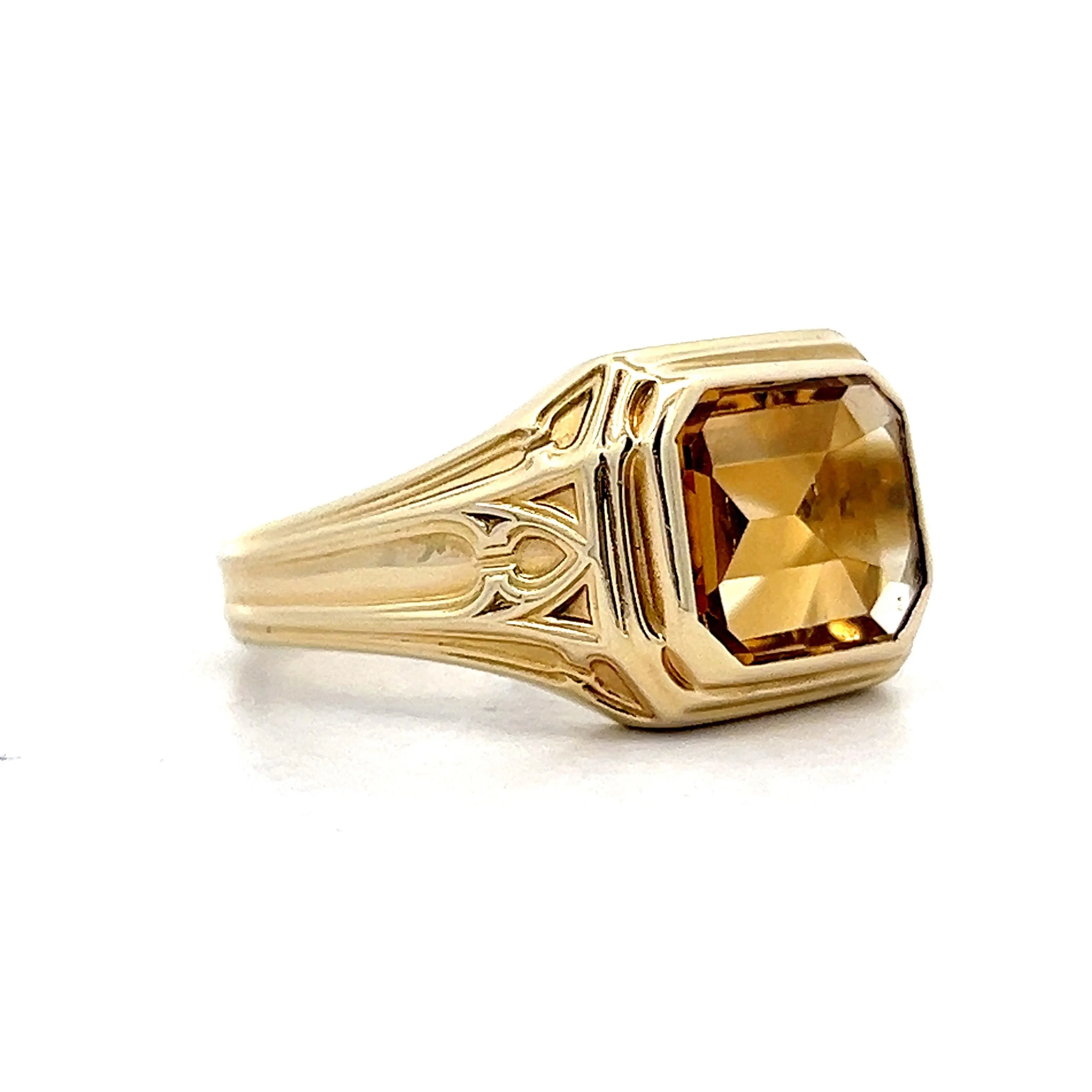 10.30 Men's Emerald Cut Citrine in 14k Yellow Gold - Image 3