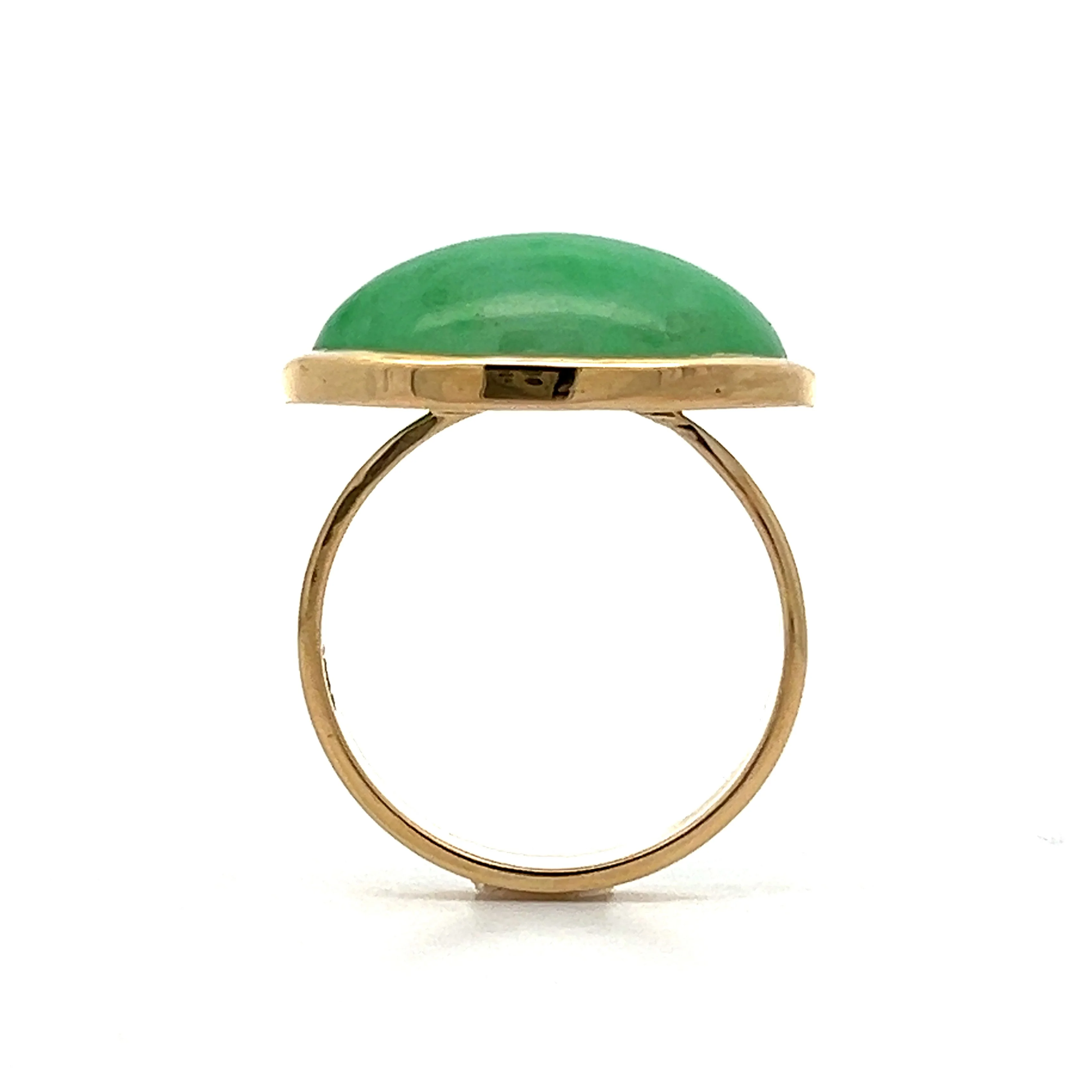 10.38 Cabochon Jade Solitaire Cocktail Ring in 14k Yellow Gold - Image 5