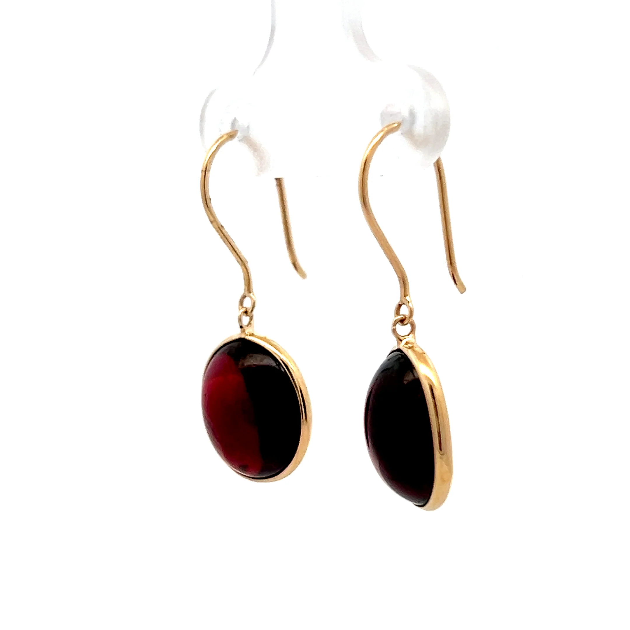 10.40 Cabochon Garnet Drop Earrings in 14k - Image 2