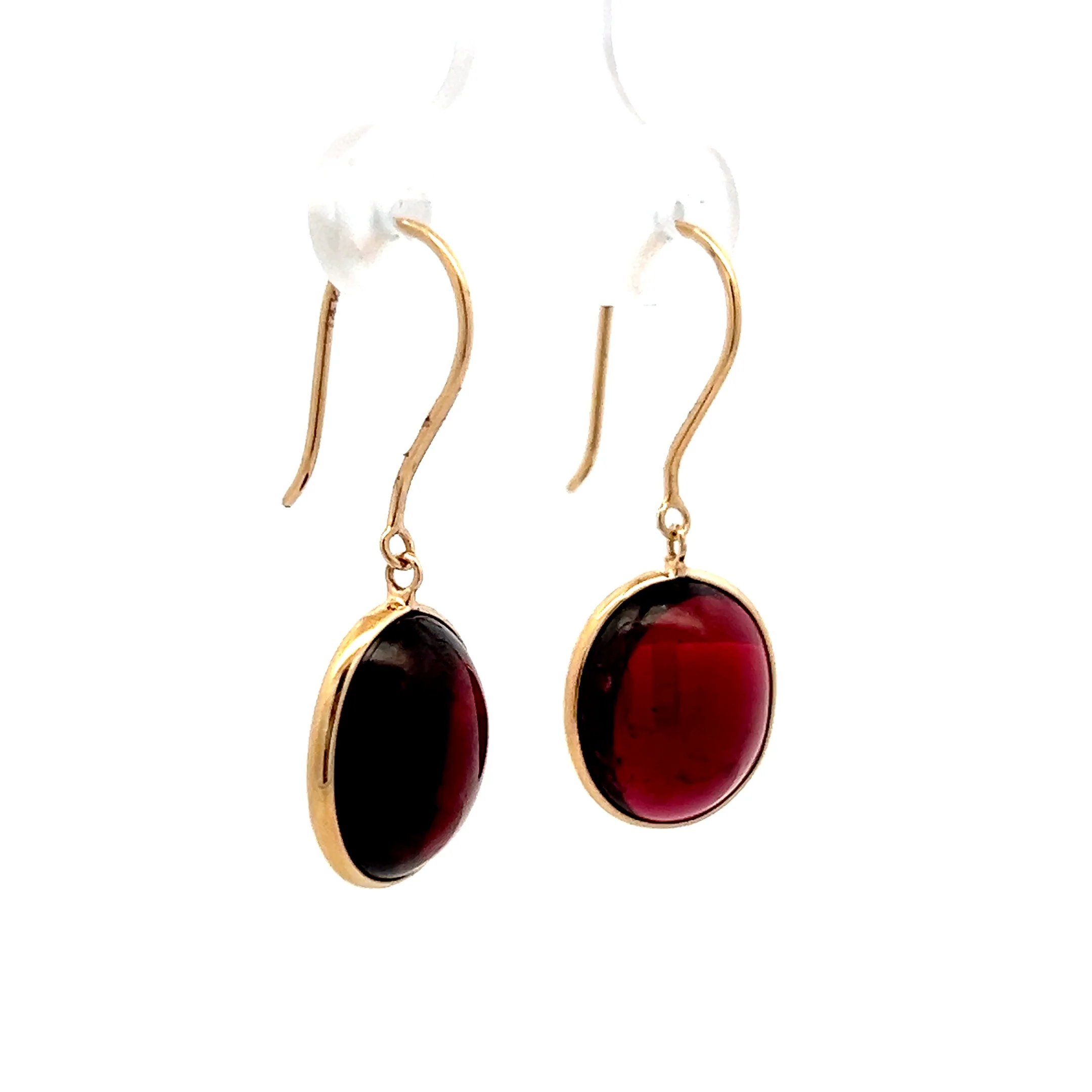 10.40 Cabochon Garnet Drop Earrings in 14k - Image 3