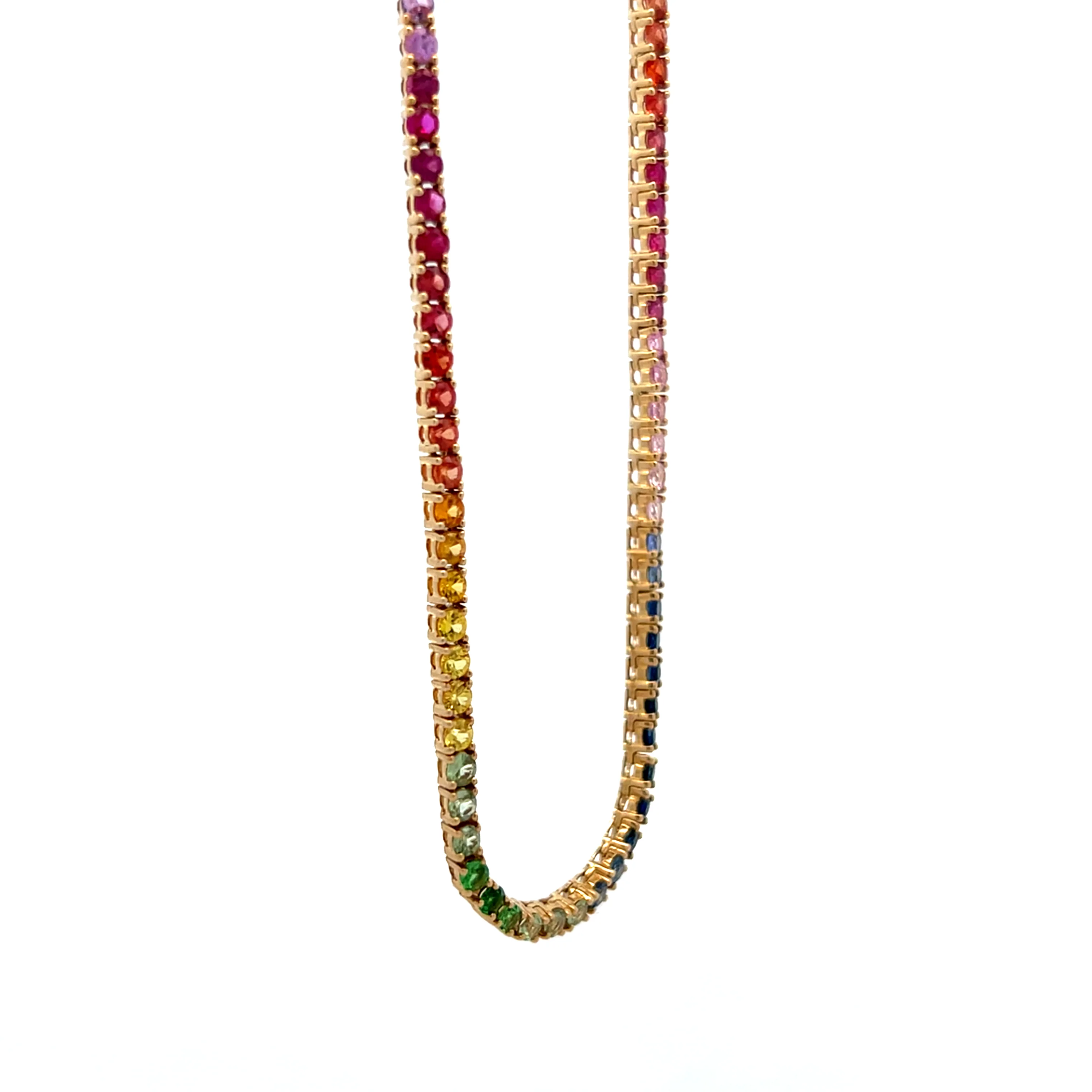 10.46 Rainbow Sapphire Necklace in 14k Yellow Gold - Image 3