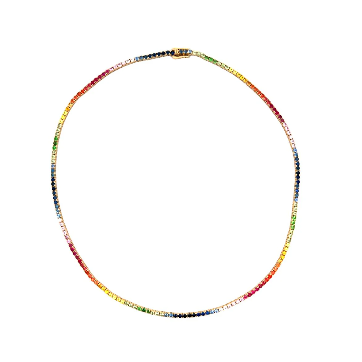 10.46 Rainbow Sapphire Necklace in 14k Yellow Gold - Image 4
