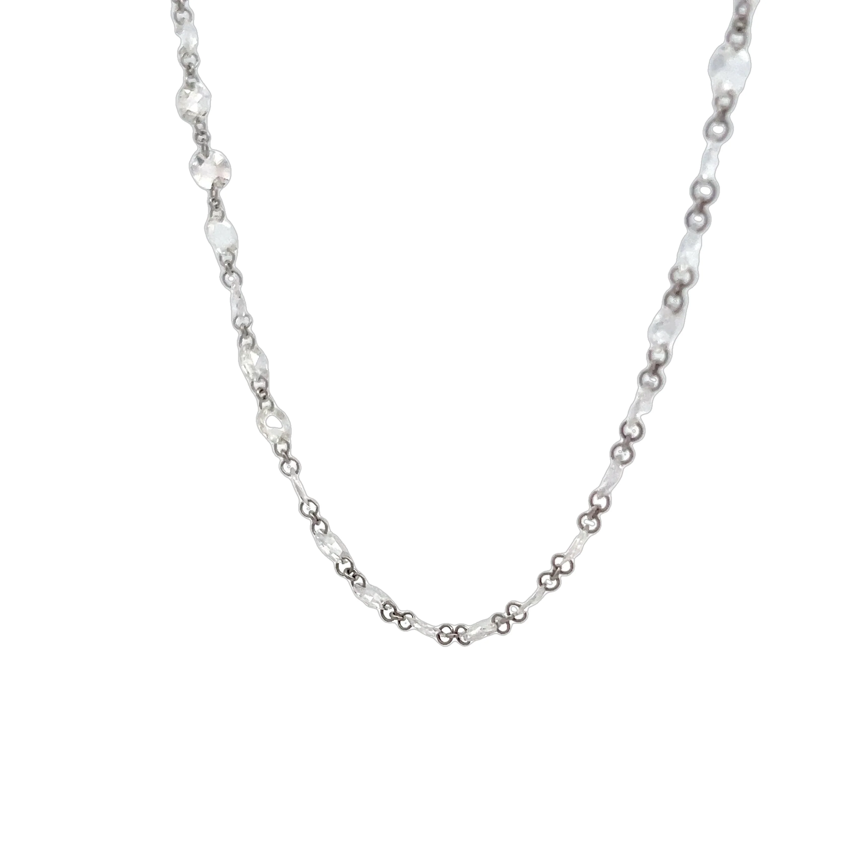 10.50 Carat Rose Cut Diamond Necklace in 18k White Gold - Image 2