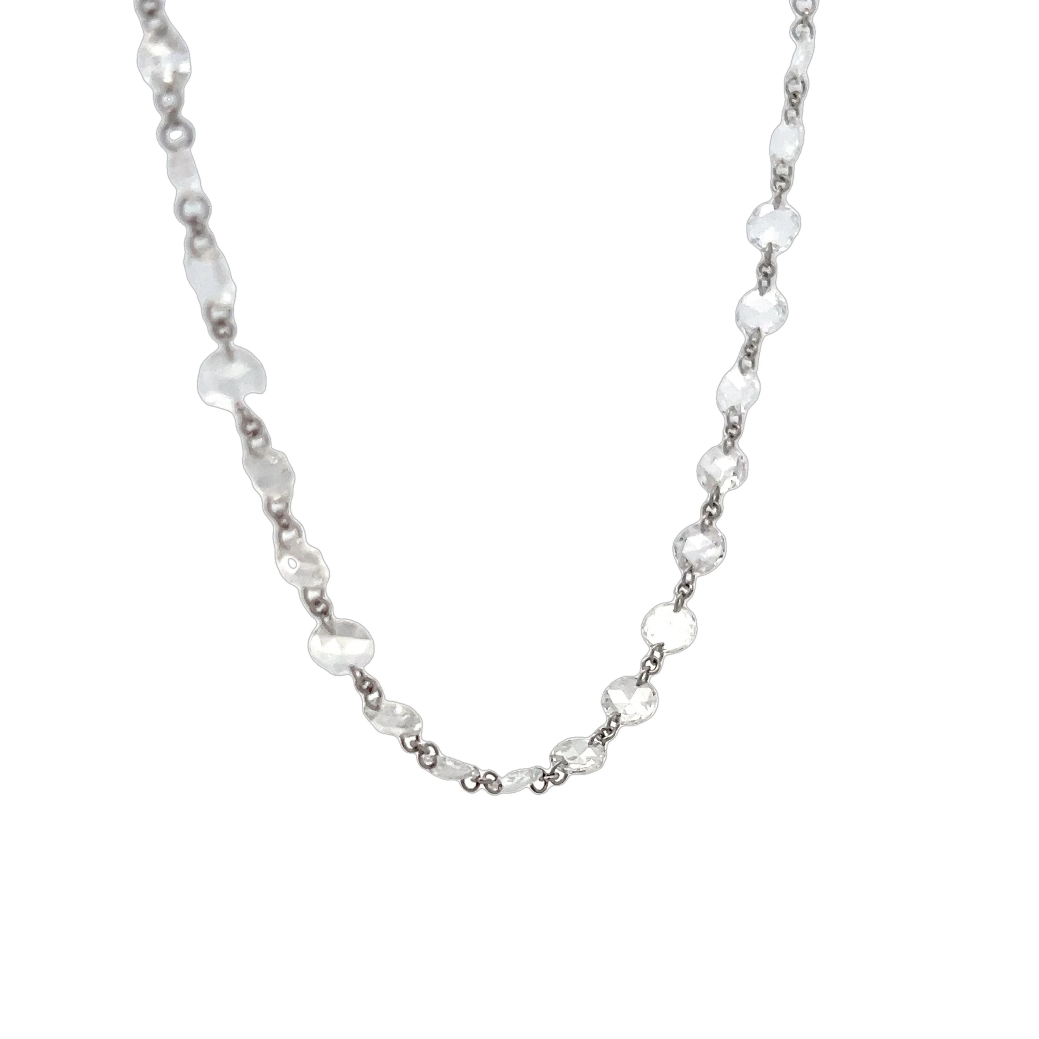 10.50 Carat Rose Cut Diamond Necklace in 18k White Gold - Image 3