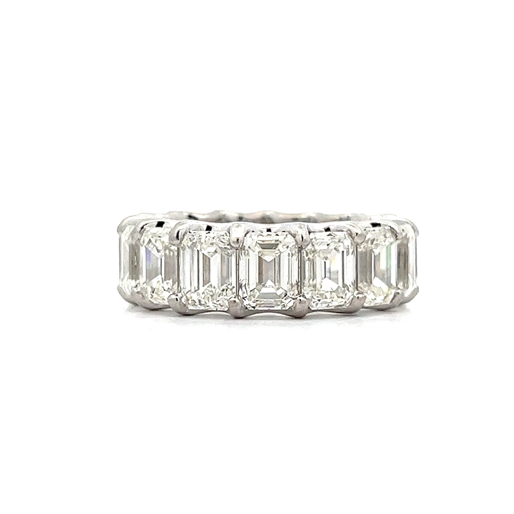 10.80 Emerald Cut Diamond Eternity Band in Platinum