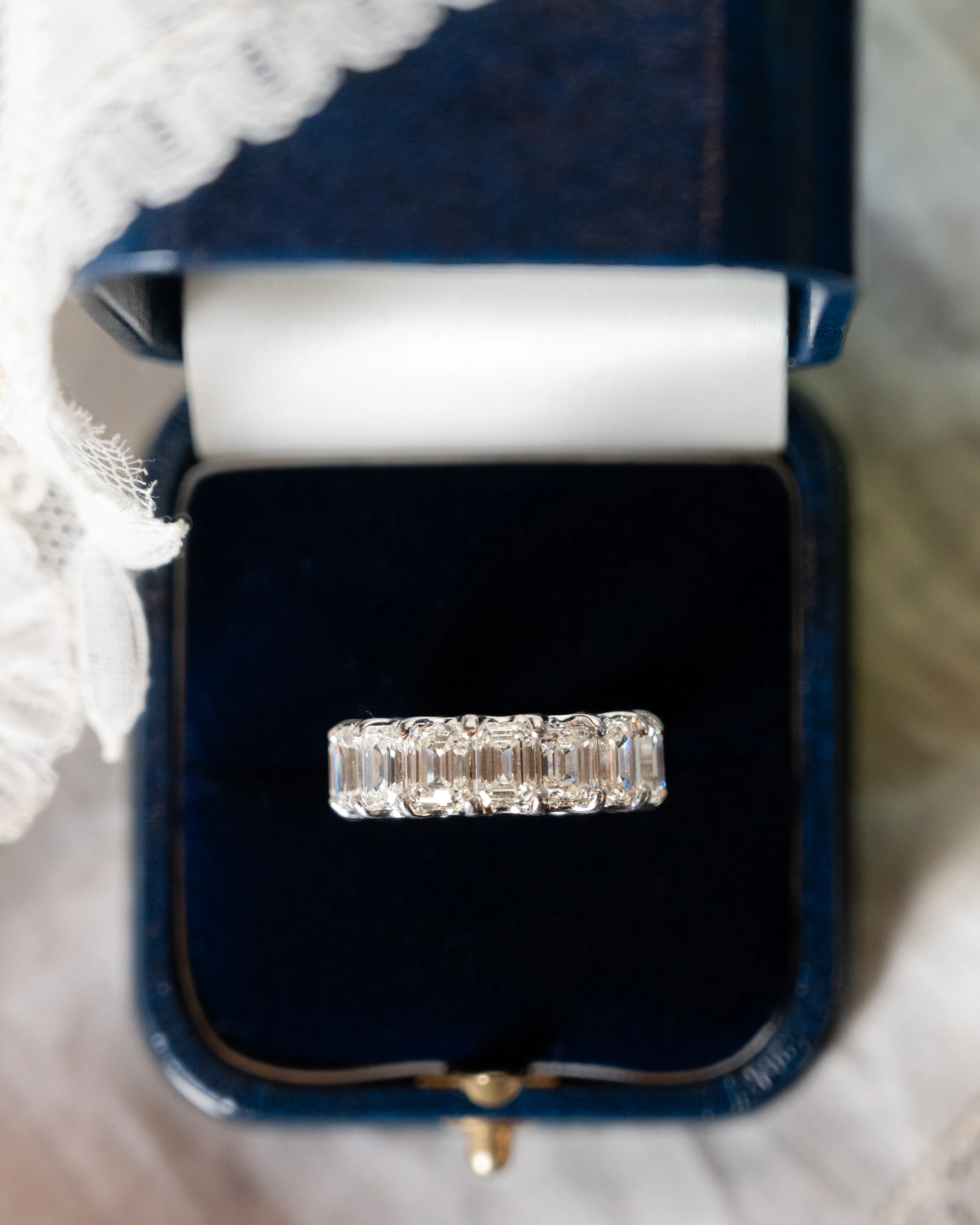 10.80 Emerald Cut Diamond Eternity Band in Platinum - Image 6
