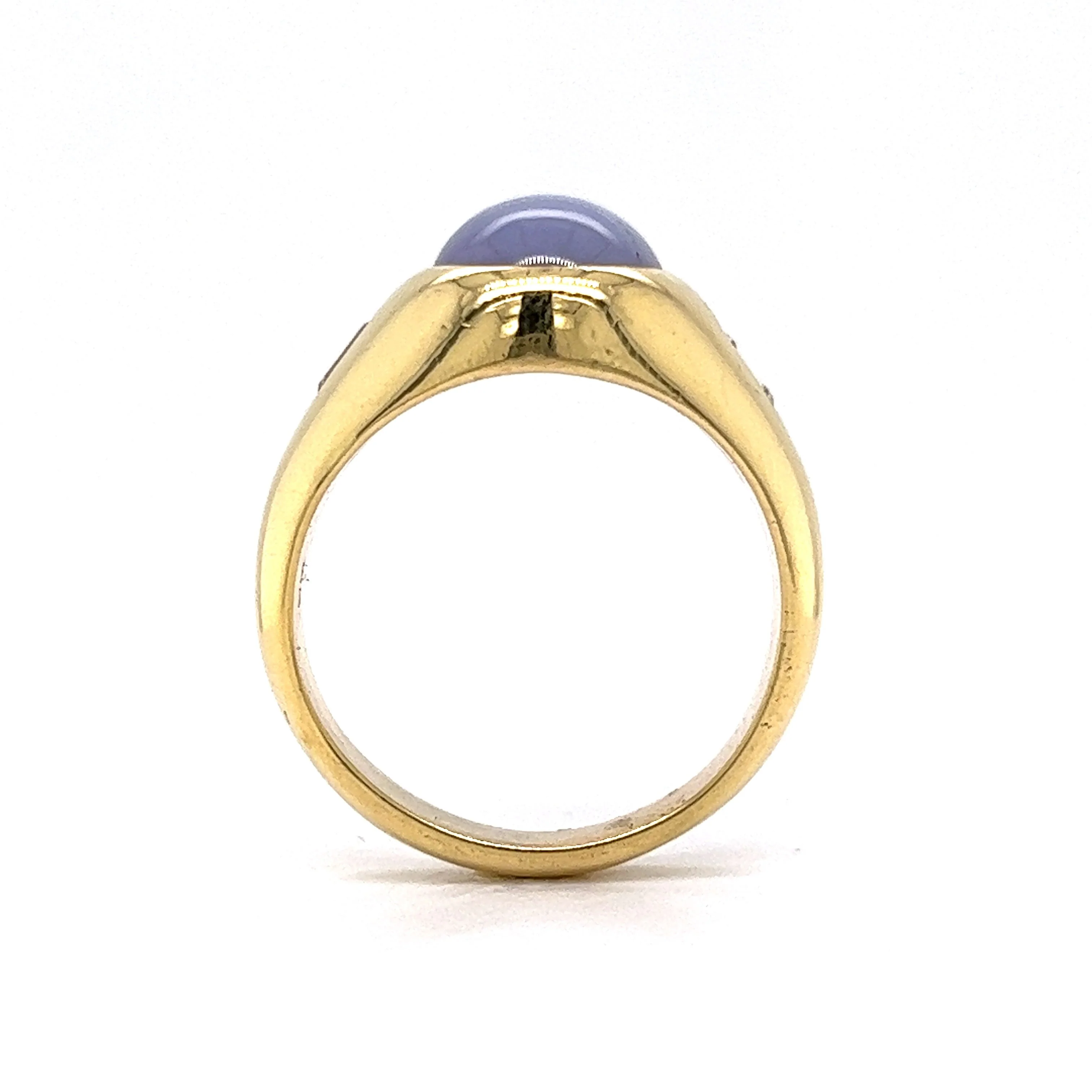 10.90 Star Sapphire & Diamond Men's Ring in 18K Yellow Gold - Image 4
