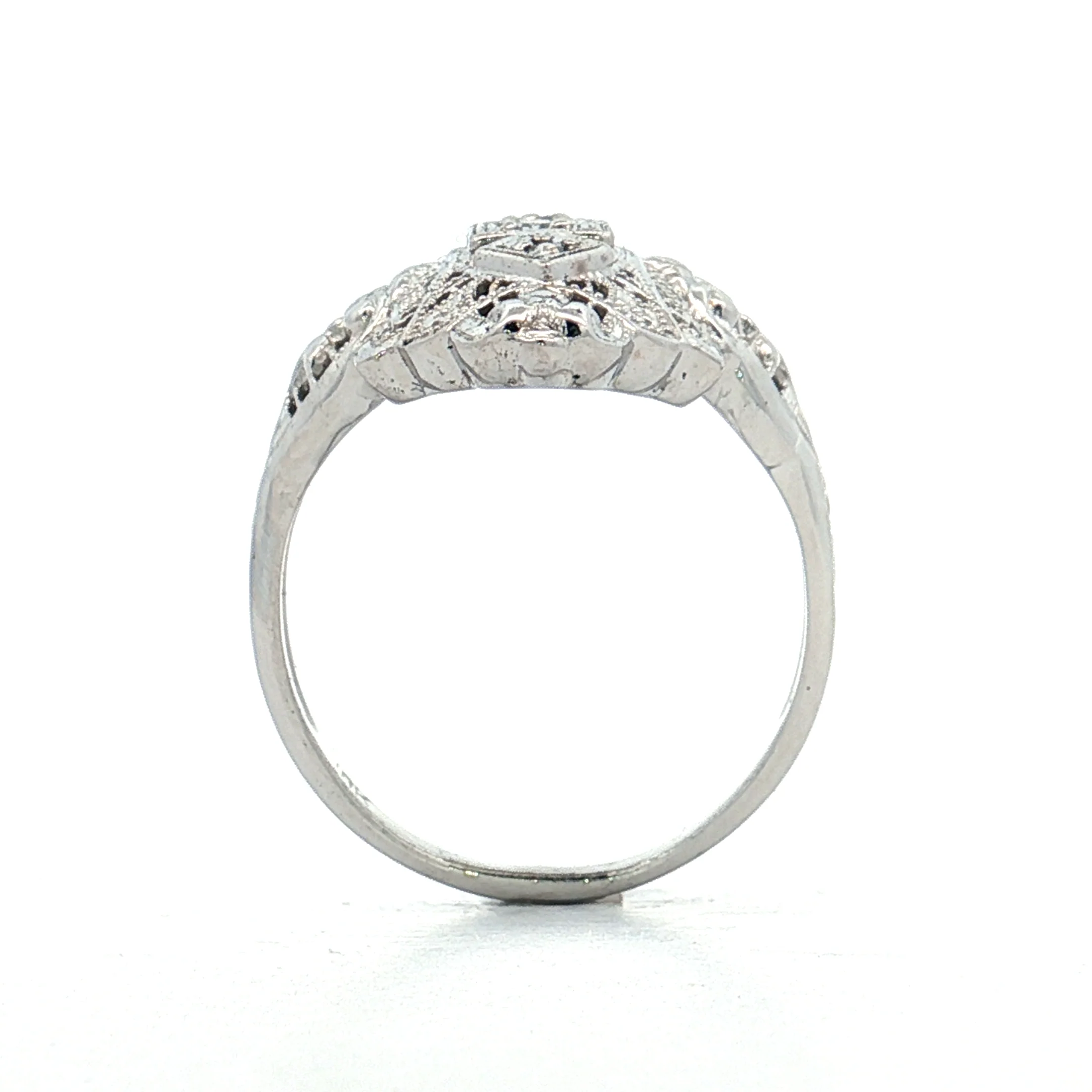 .10 Antique Deco Diamond Navette Cocktail Ring 18k - Image 4