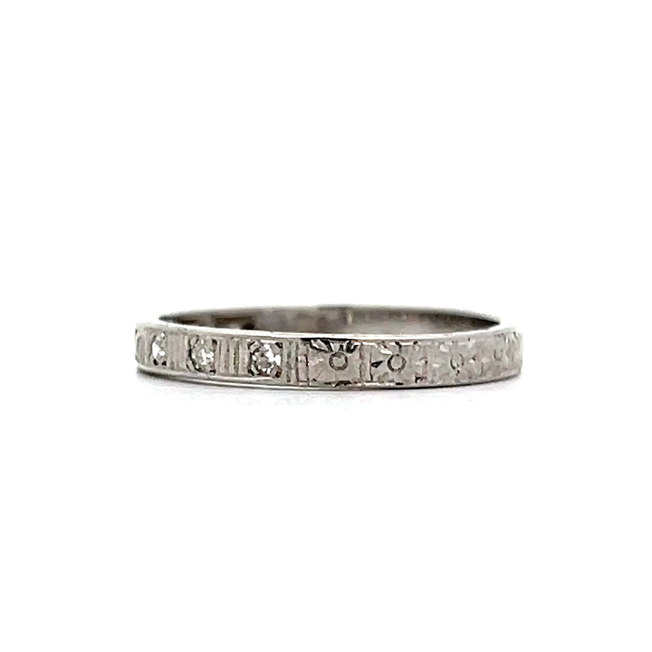 .10 Antique Deco Single Cut Diamond Wedding Band in 18k - Image 2