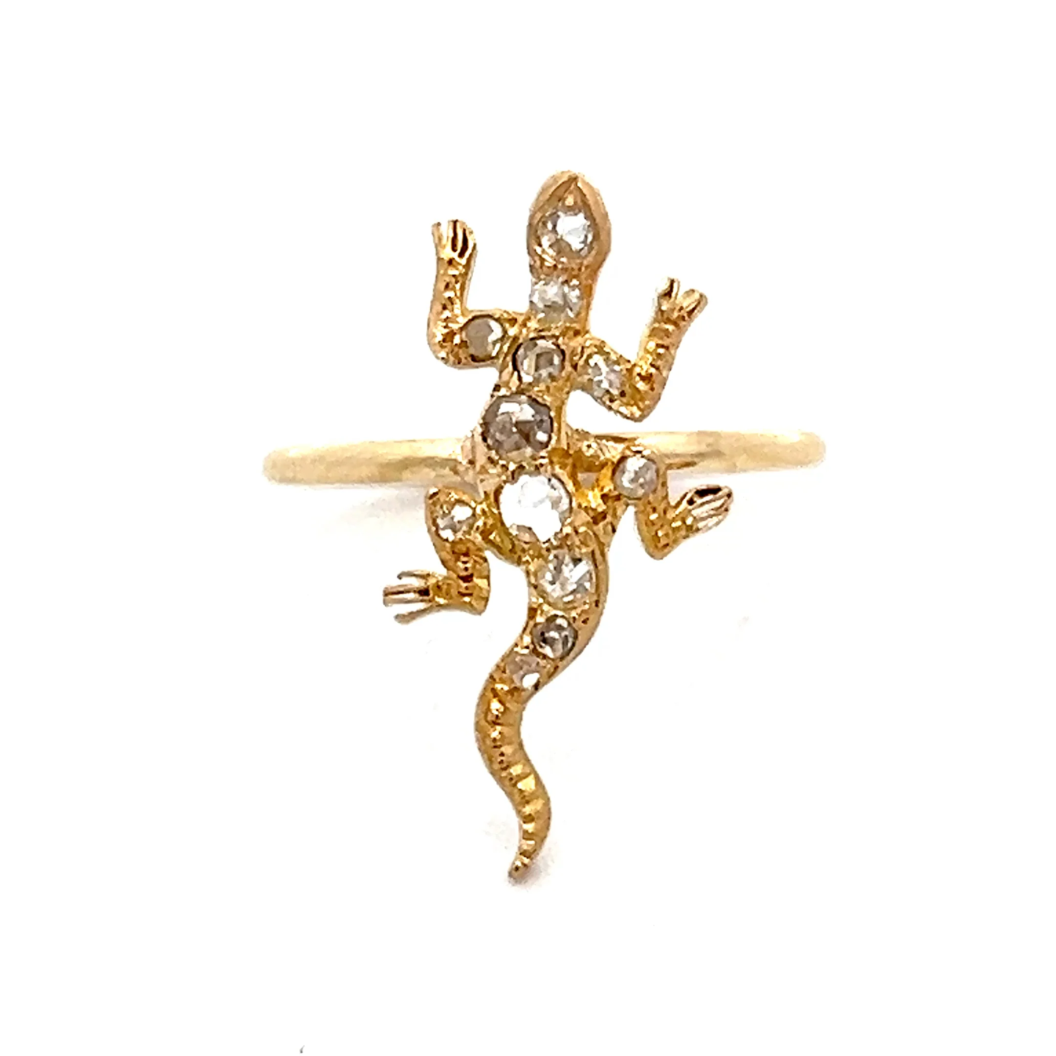 .10 Antique Victorian Diamond Lizard Ring in 10k