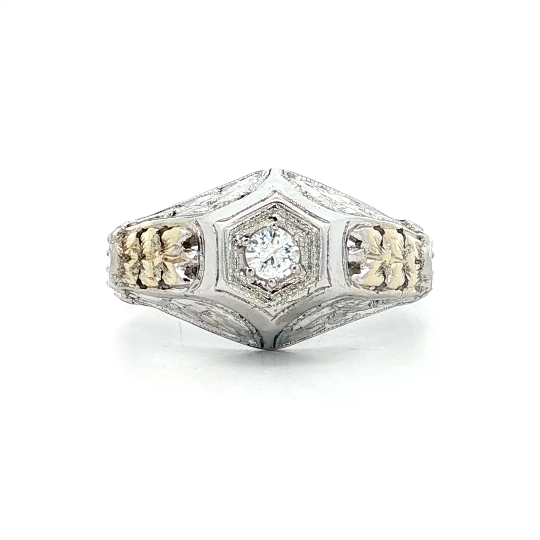 .10 Art Deco Two-Tone Engagement Ring 18k