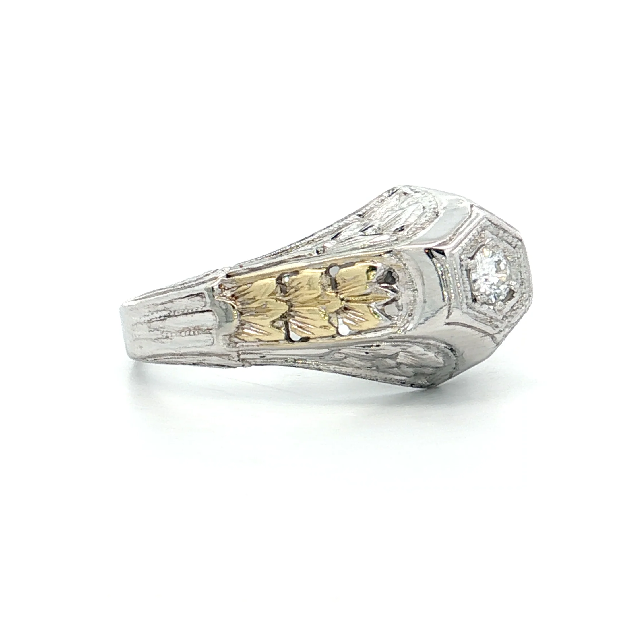 .10 Art Deco Two-Tone Engagement Ring 18k - Image 3