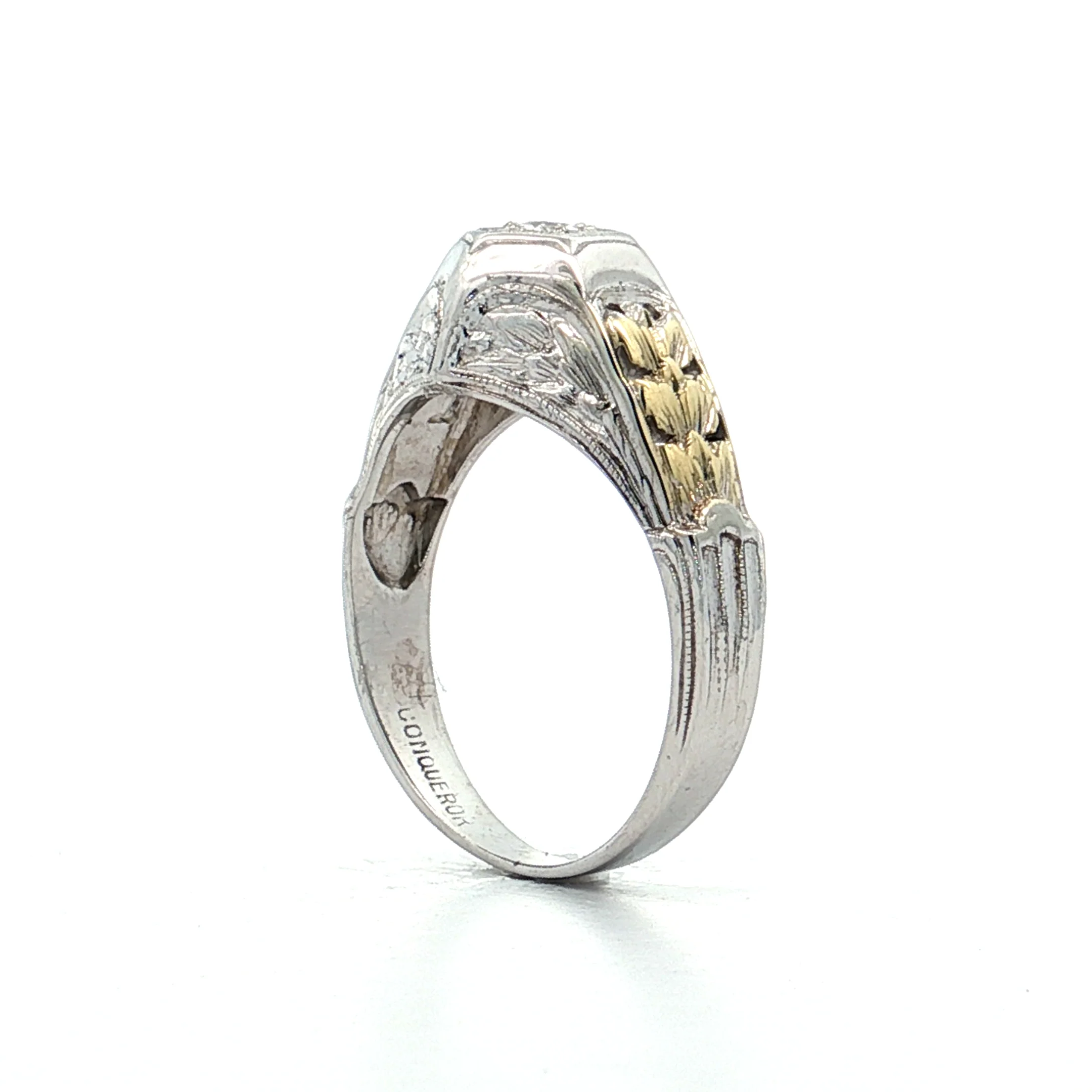 .10 Art Deco Two-Tone Engagement Ring 18k - Image 5