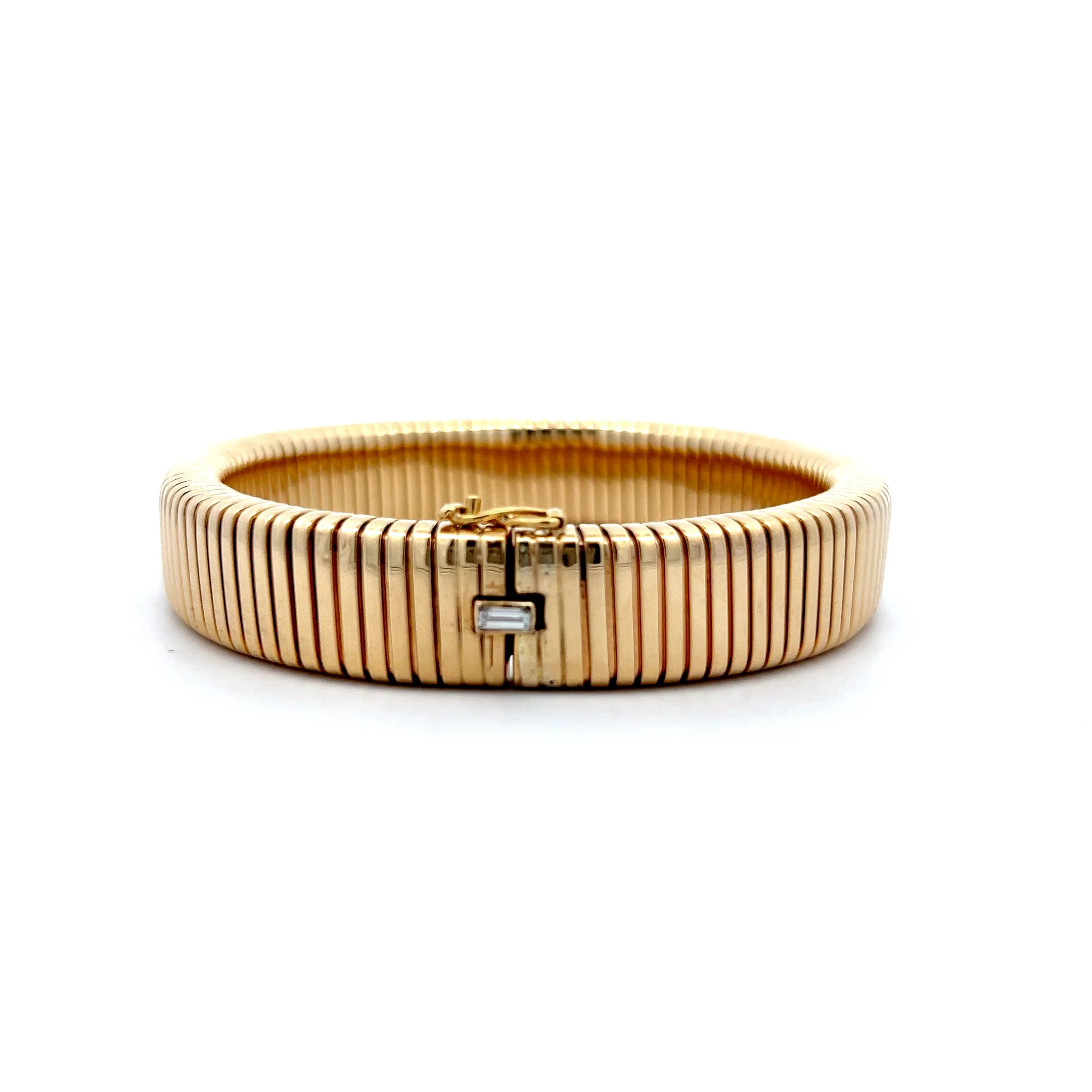 .10 Baguette Diamond Tubogas Bracelet in 14k Yellow Gold - Image 4