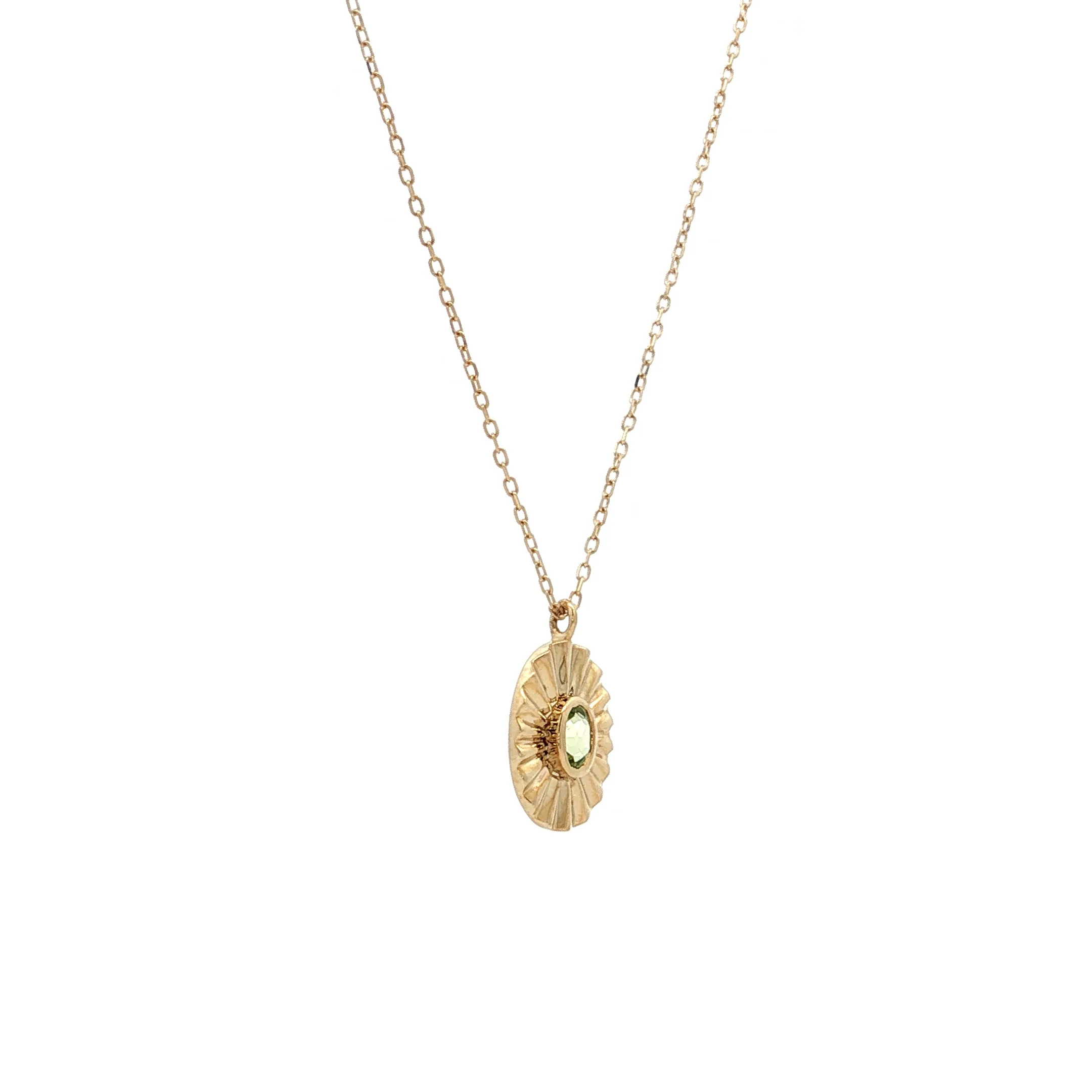.10 Bezel Peridot Pendant Necklace 14k Yellow Gold - Image 3