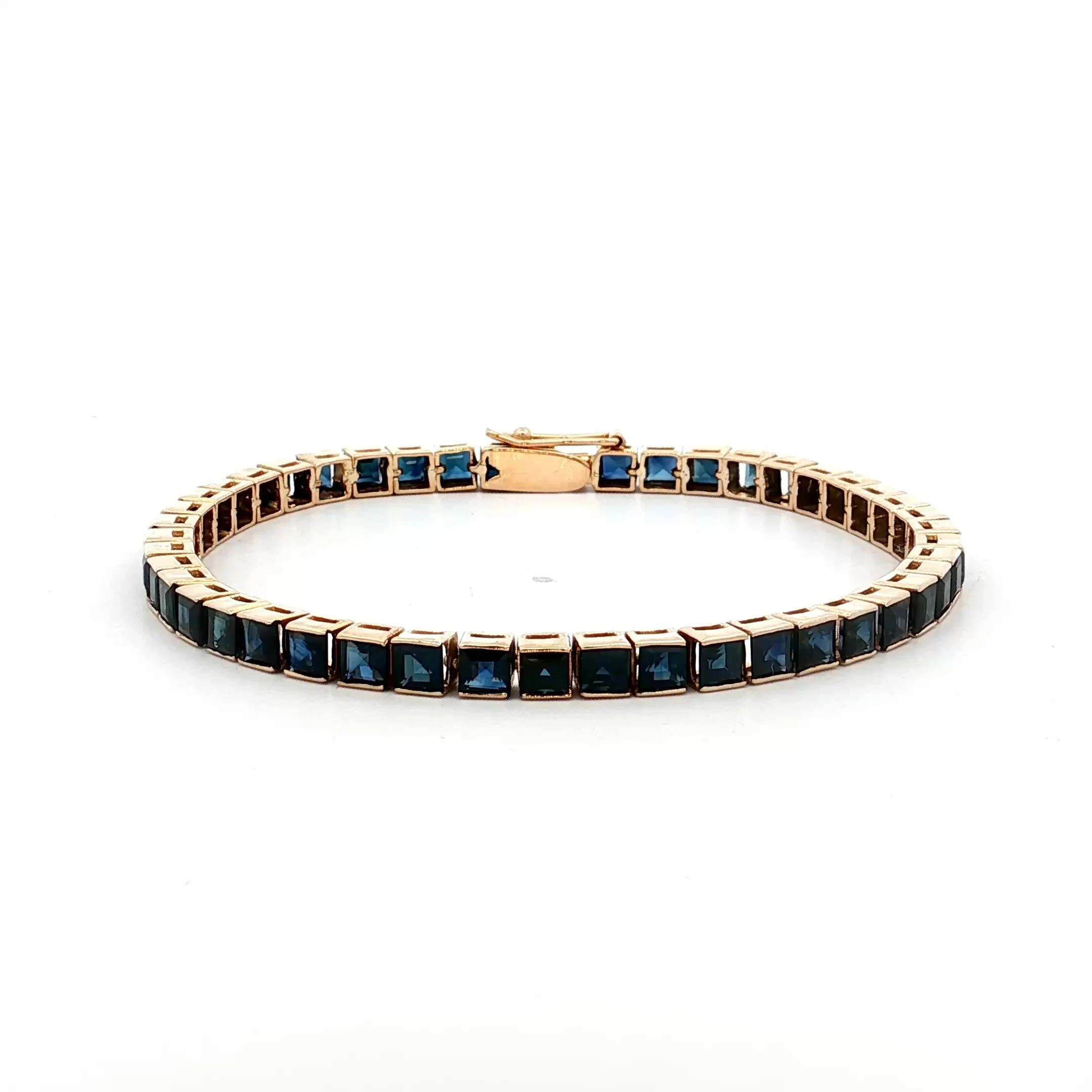 10 Carat Step Cut Sapphire Tennis Bracelet in 14k
