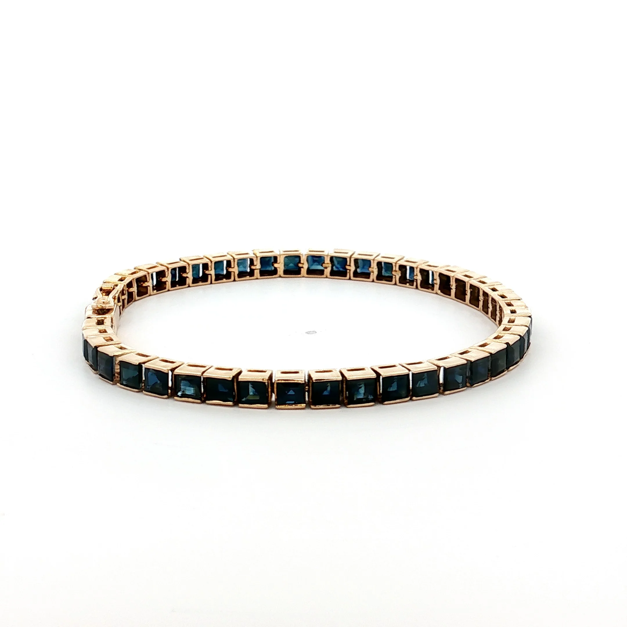 10 Carat Step Cut Sapphire Tennis Bracelet in 14k - Image 3