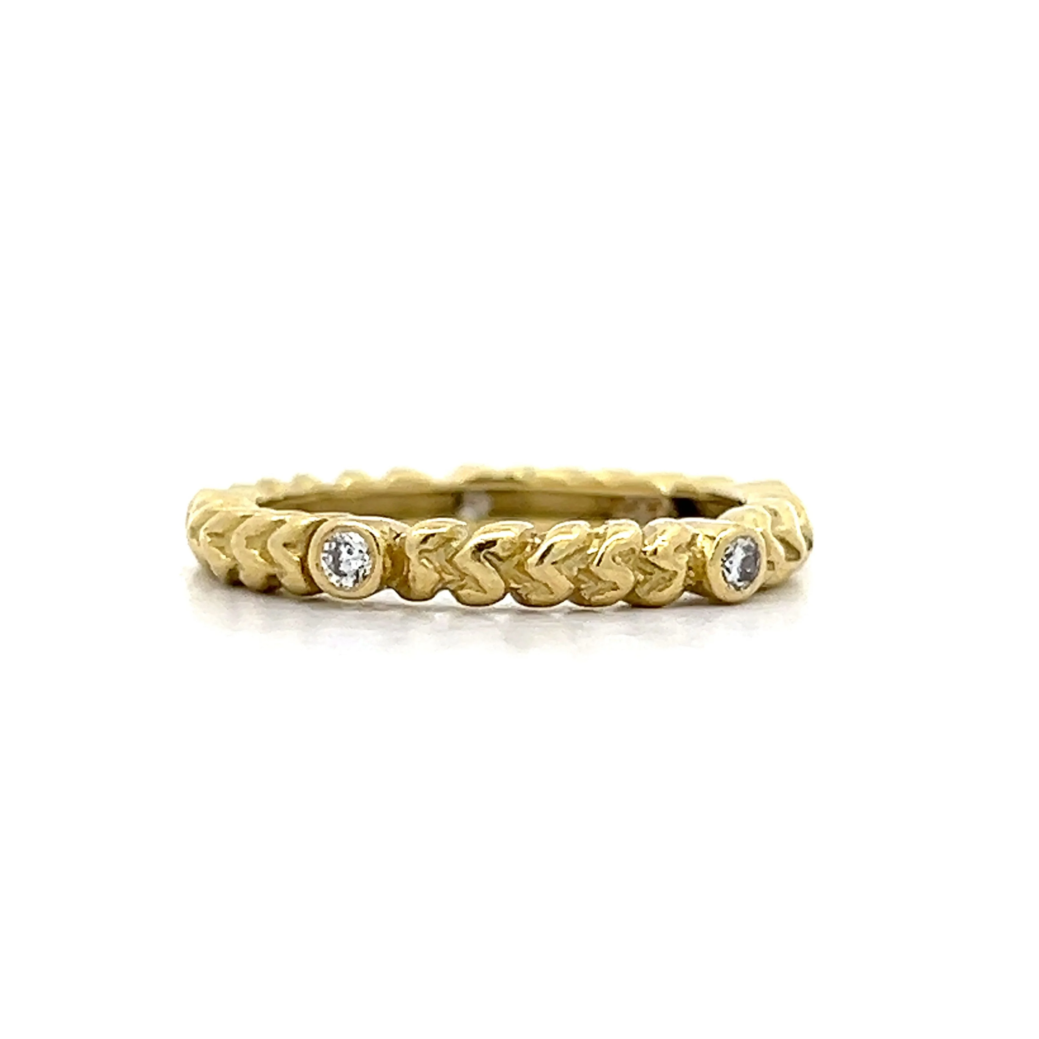 .10 Diamond Textured Stacking Ring in 18k - Image 2