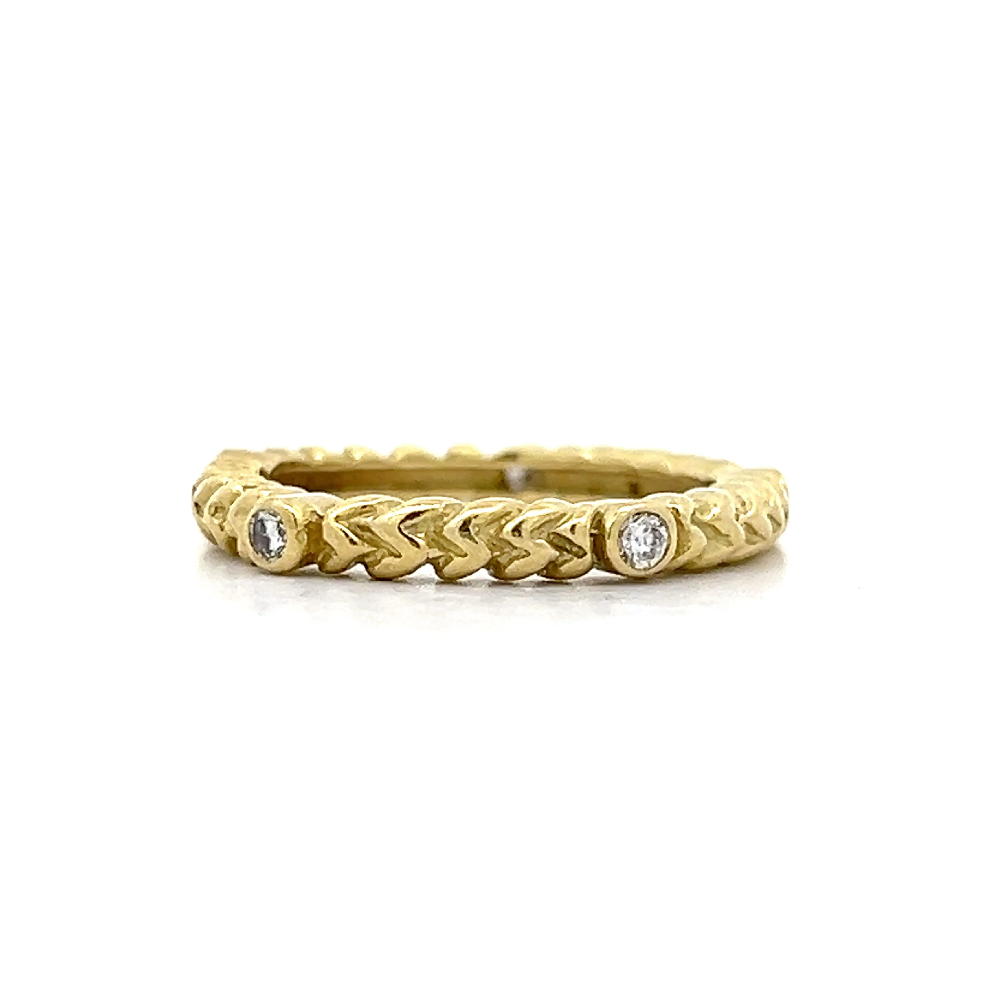 .10 Diamond Textured Stacking Ring in 18k - Image 3