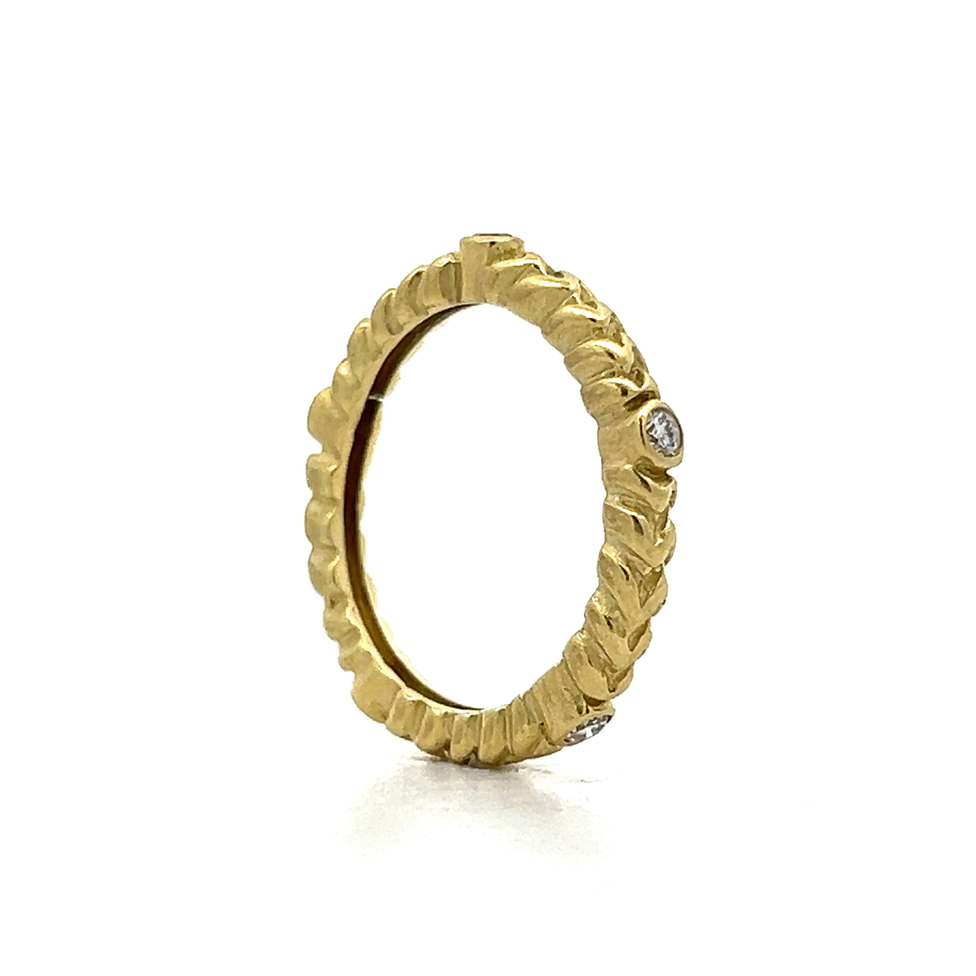 .10 Diamond Textured Stacking Ring in 18k - Image 5