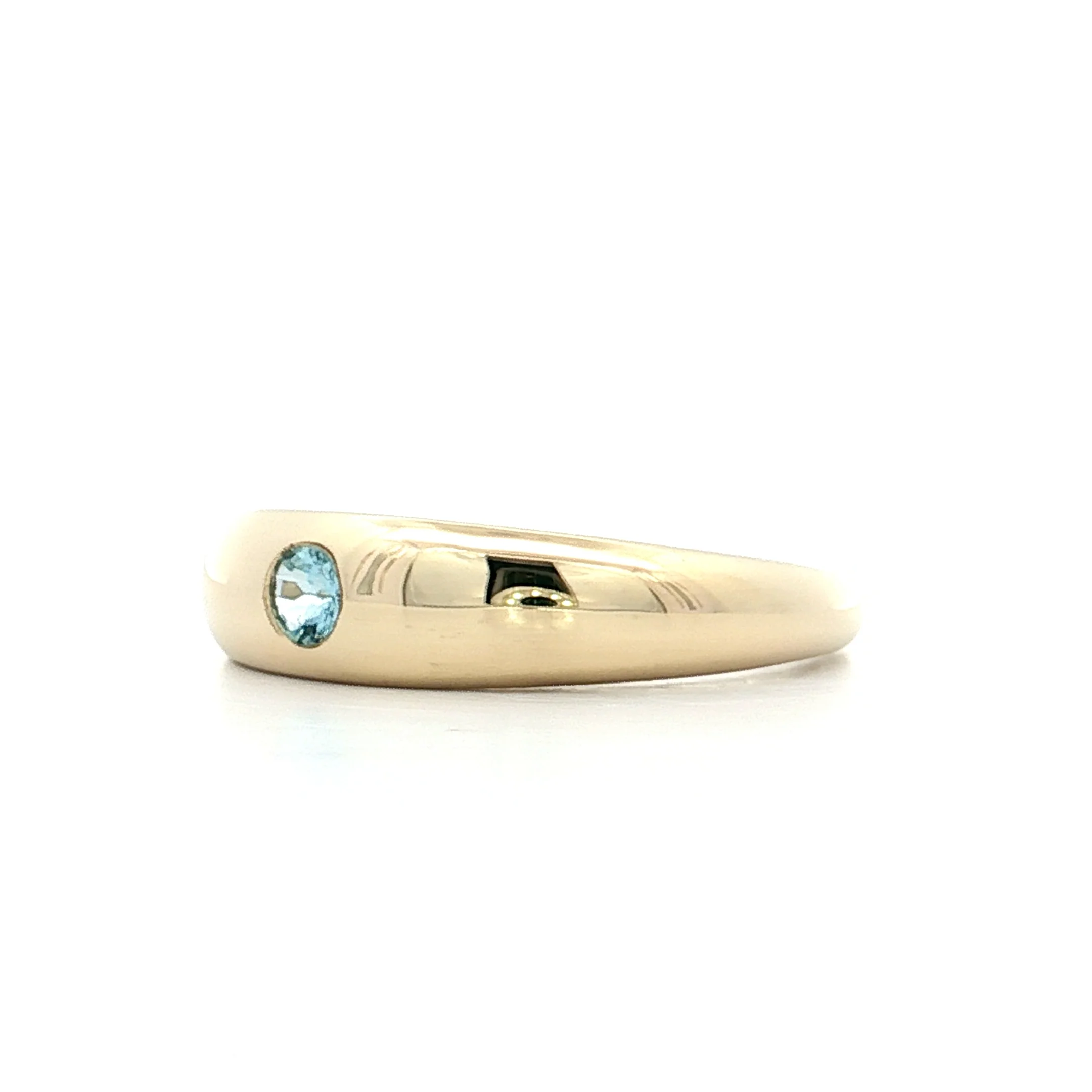 .10 Flush Set Aquamarine Stacking Ring 14k Yellow Gold - Image 2