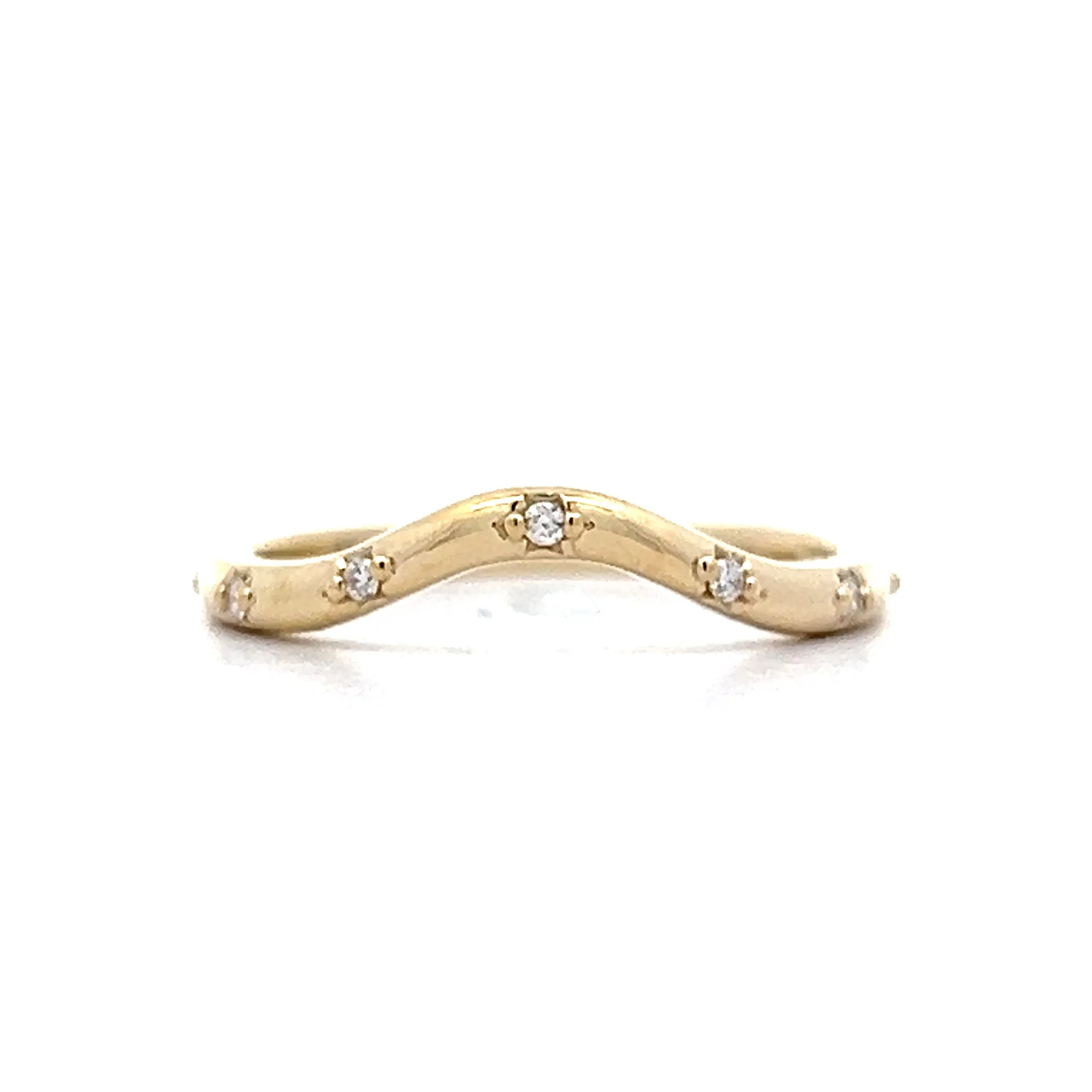 .10 Flush Set Diamond Contour Wedding Band in 14k