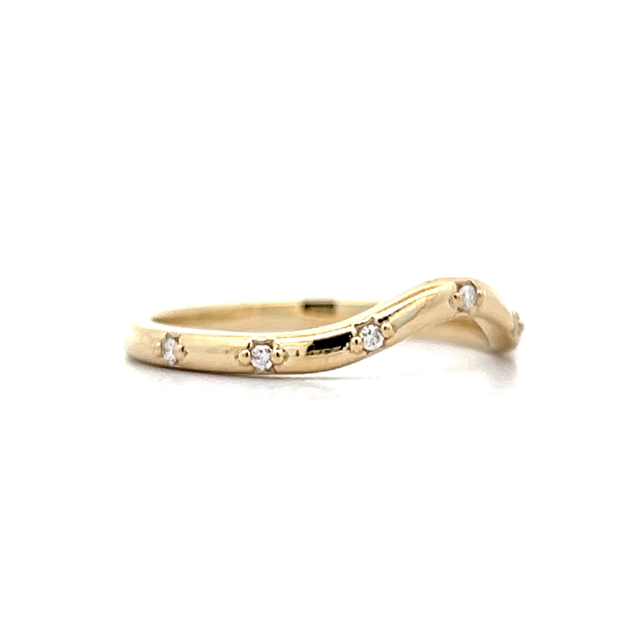 .10 Flush Set Diamond Contour Wedding Band in 14k - Image 3