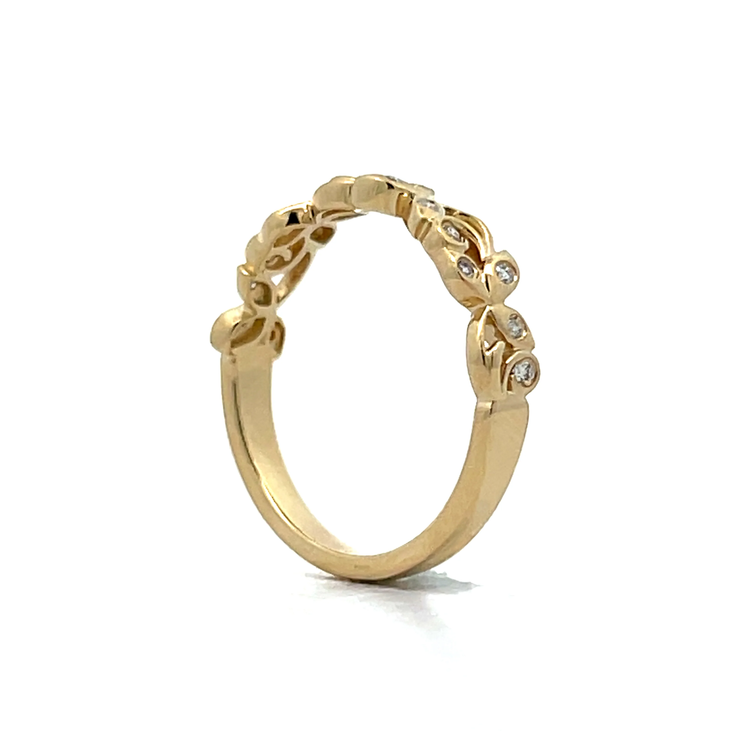 .10 Leaf Style Wedding Band in 14k Yellow Gold - Image 5