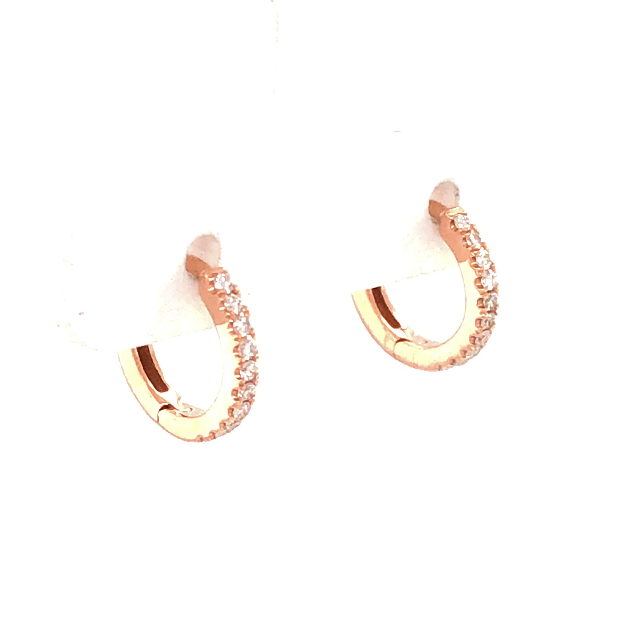.10 Little Diamond Hoop Earrings in 14k Rose Gold - Image 3