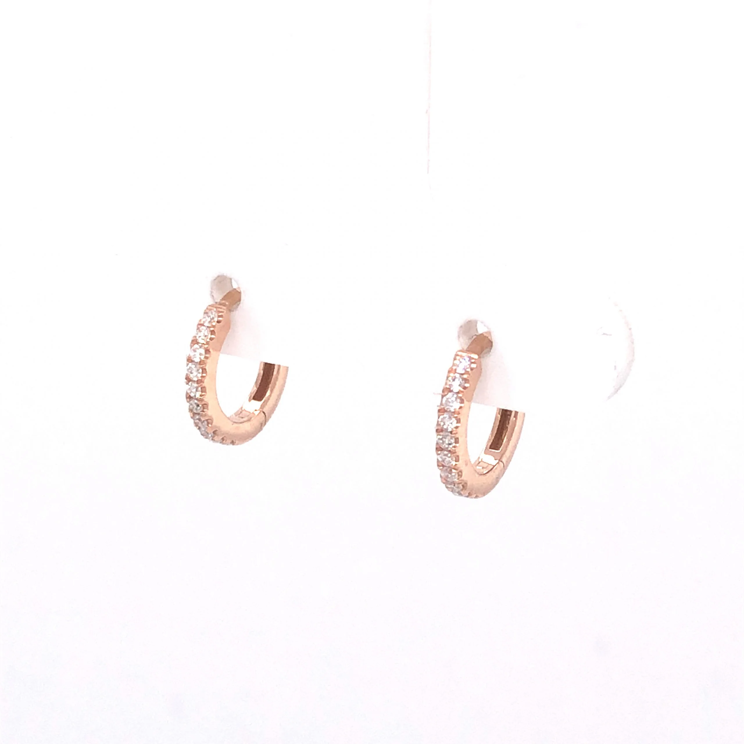 .10 Mini Diamond Hoop Earrings in 14k Rose Gold - Image 2