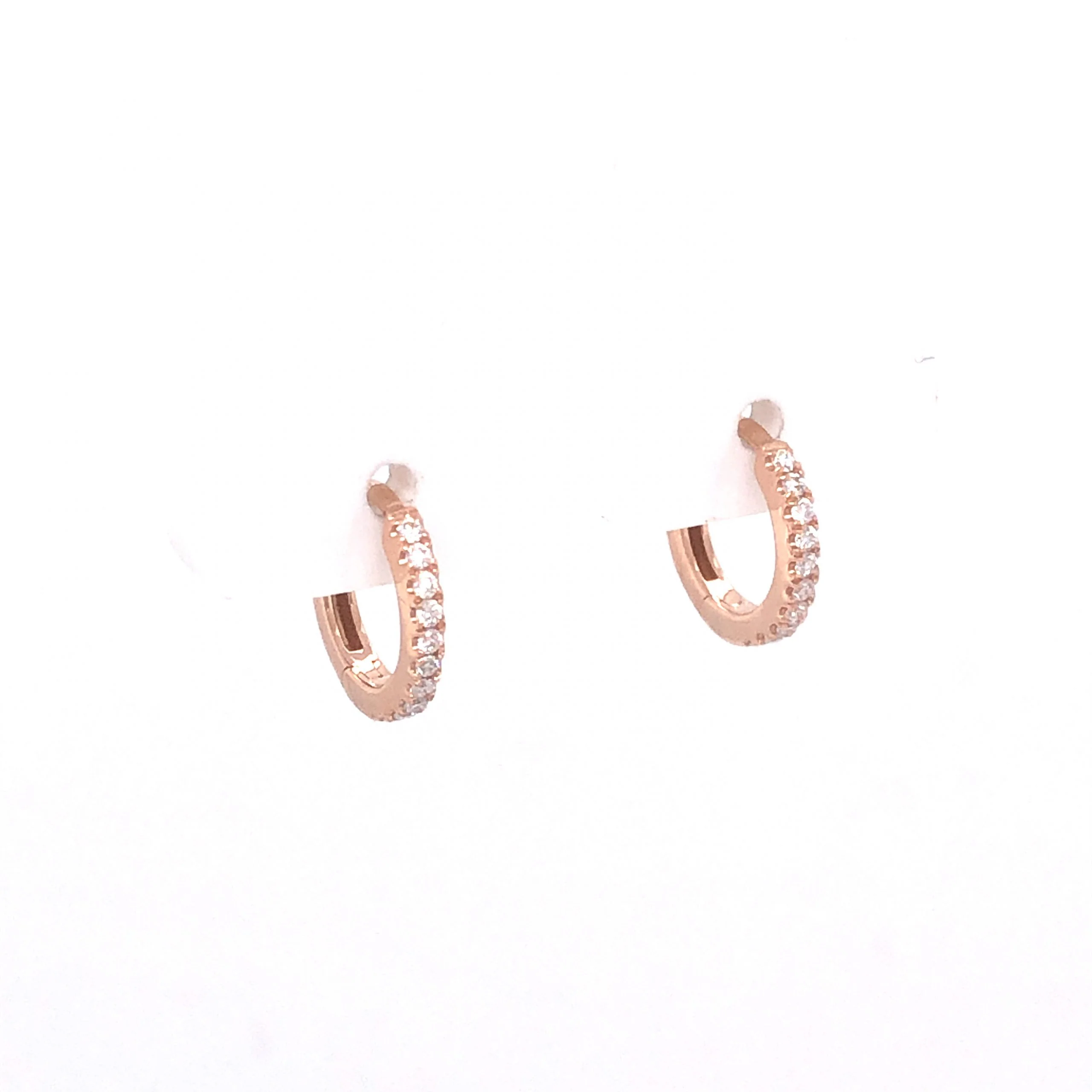 .10 Mini Diamond Hoop Earrings in 14k Rose Gold - Image 3