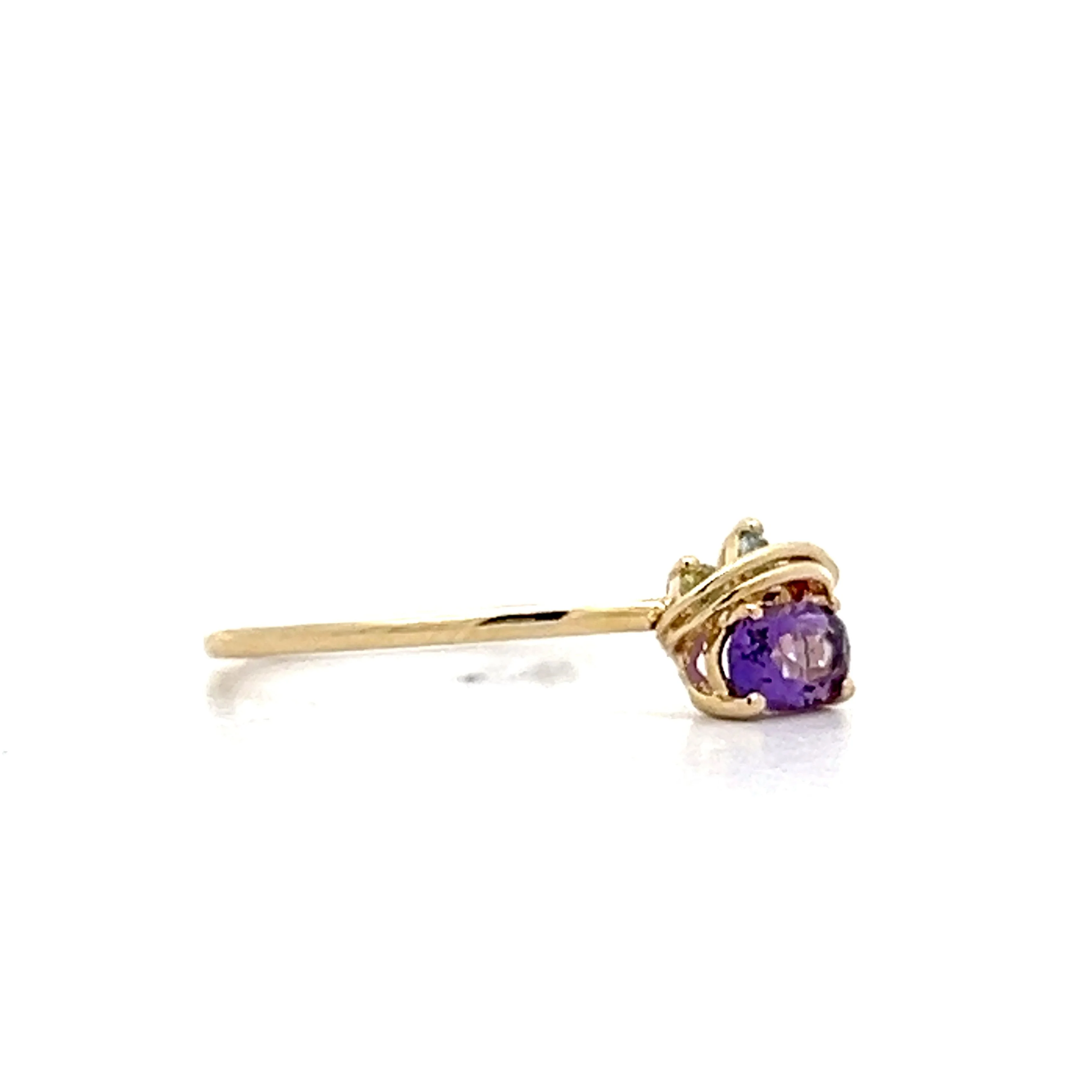 .10 Oval Amethyst Stacking Ring in 14k Yellow Gold - Image 3