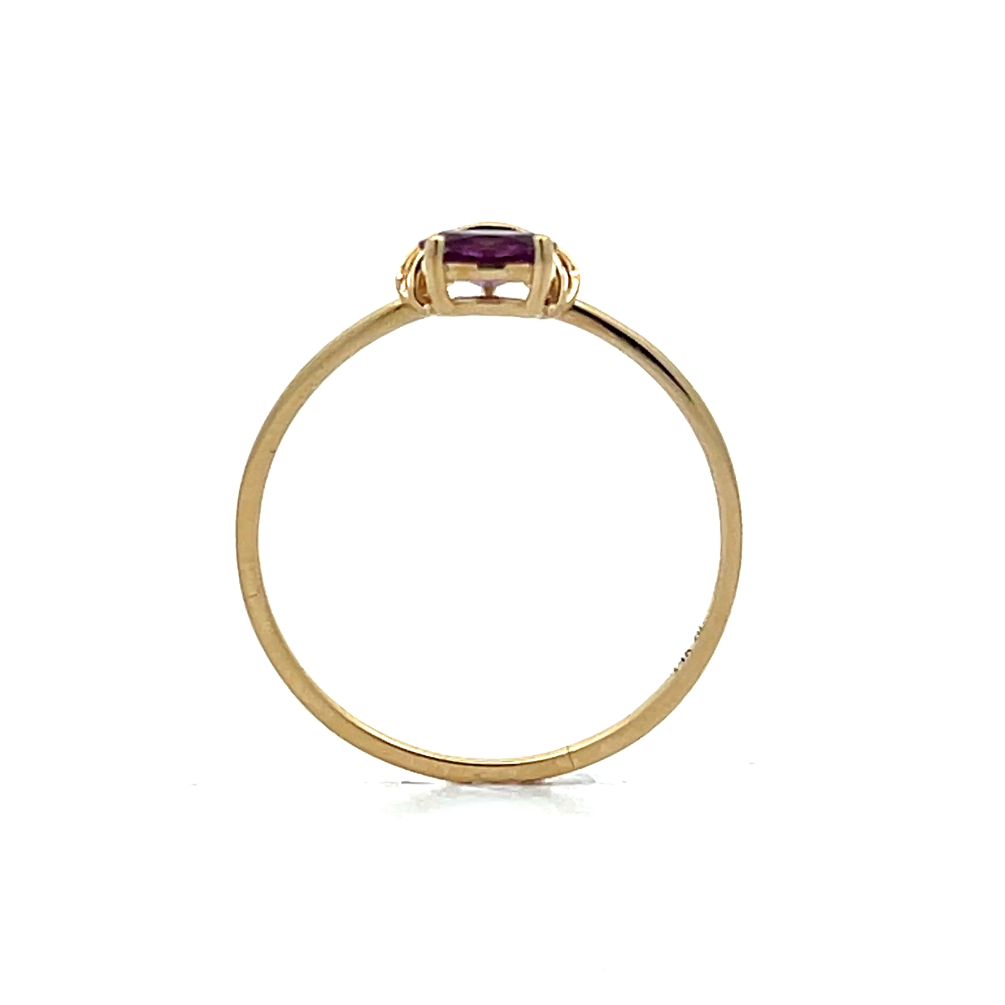 .10 Oval Amethyst Stacking Ring in 14k Yellow Gold - Image 4