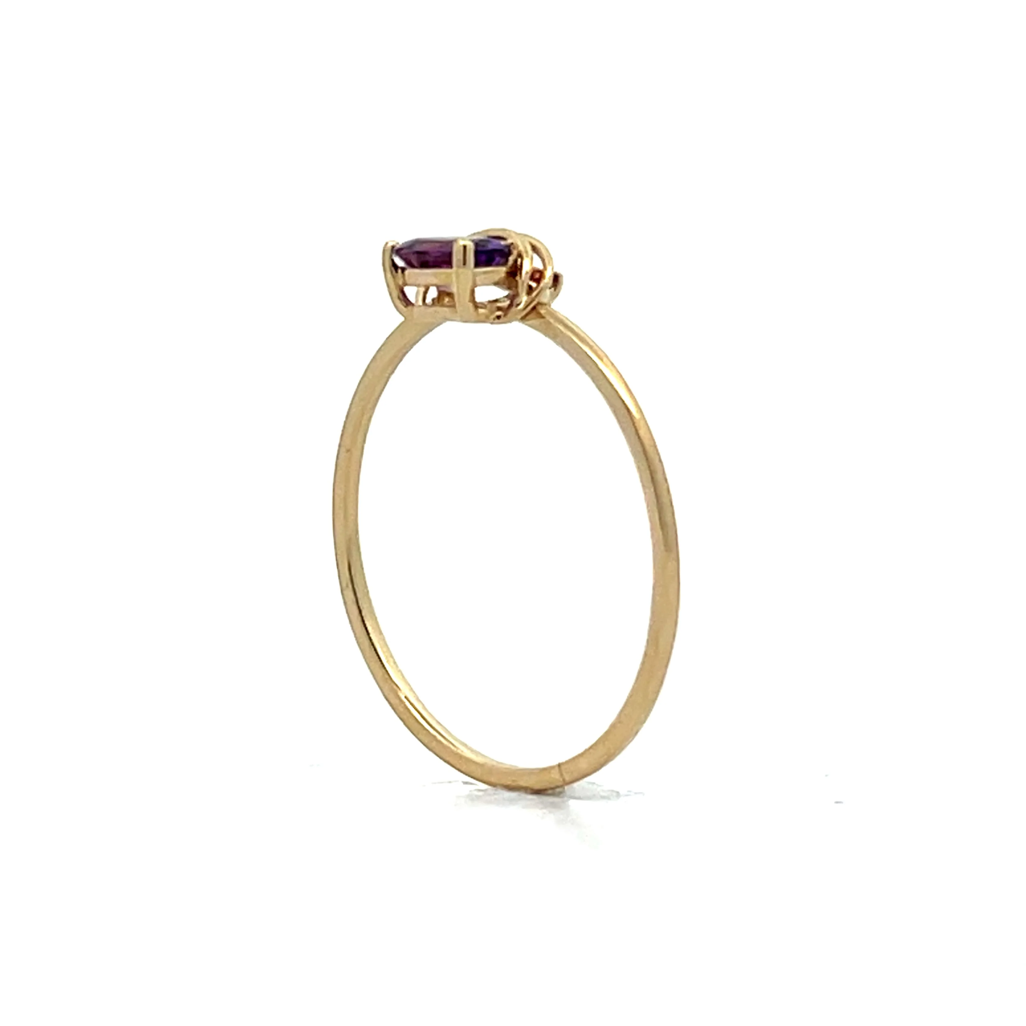 .10 Oval Amethyst Stacking Ring in 14k Yellow Gold - Image 5