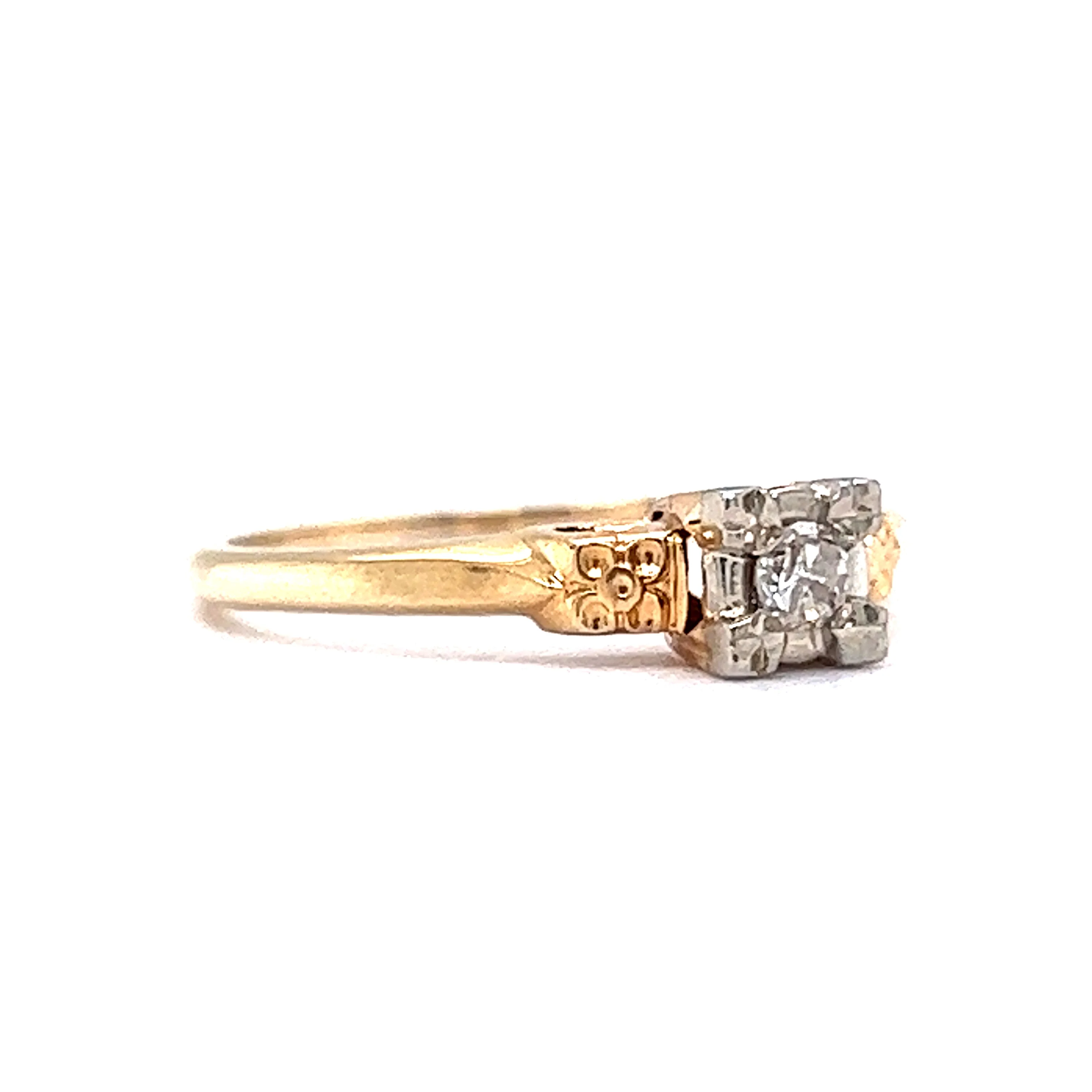 .10 Retro Solitaire Diamond Orange Blossom Engagement Ring in 14k Gold - Image 3