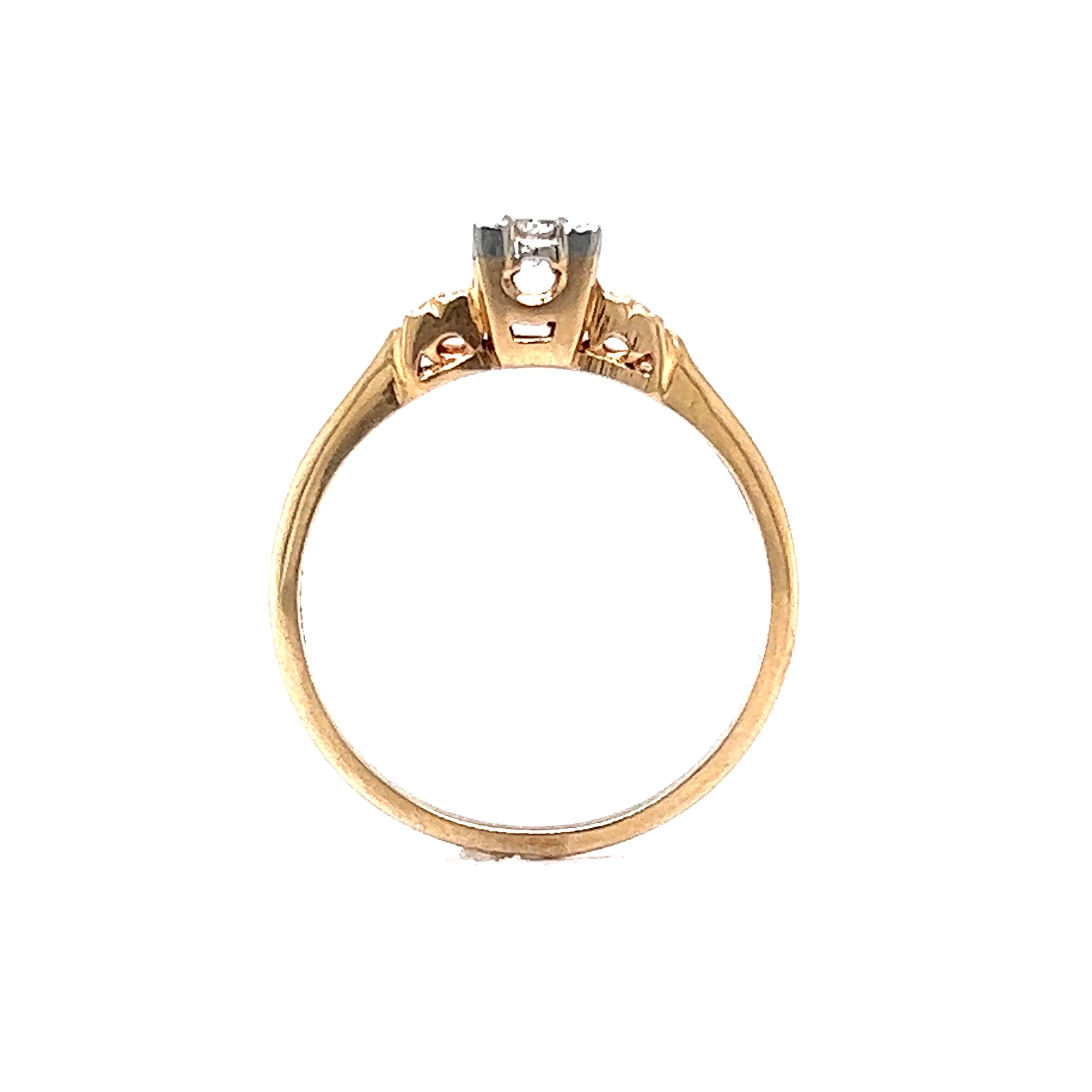 .10 Retro Solitaire Diamond Orange Blossom Engagement Ring in 14k Gold - Image 4
