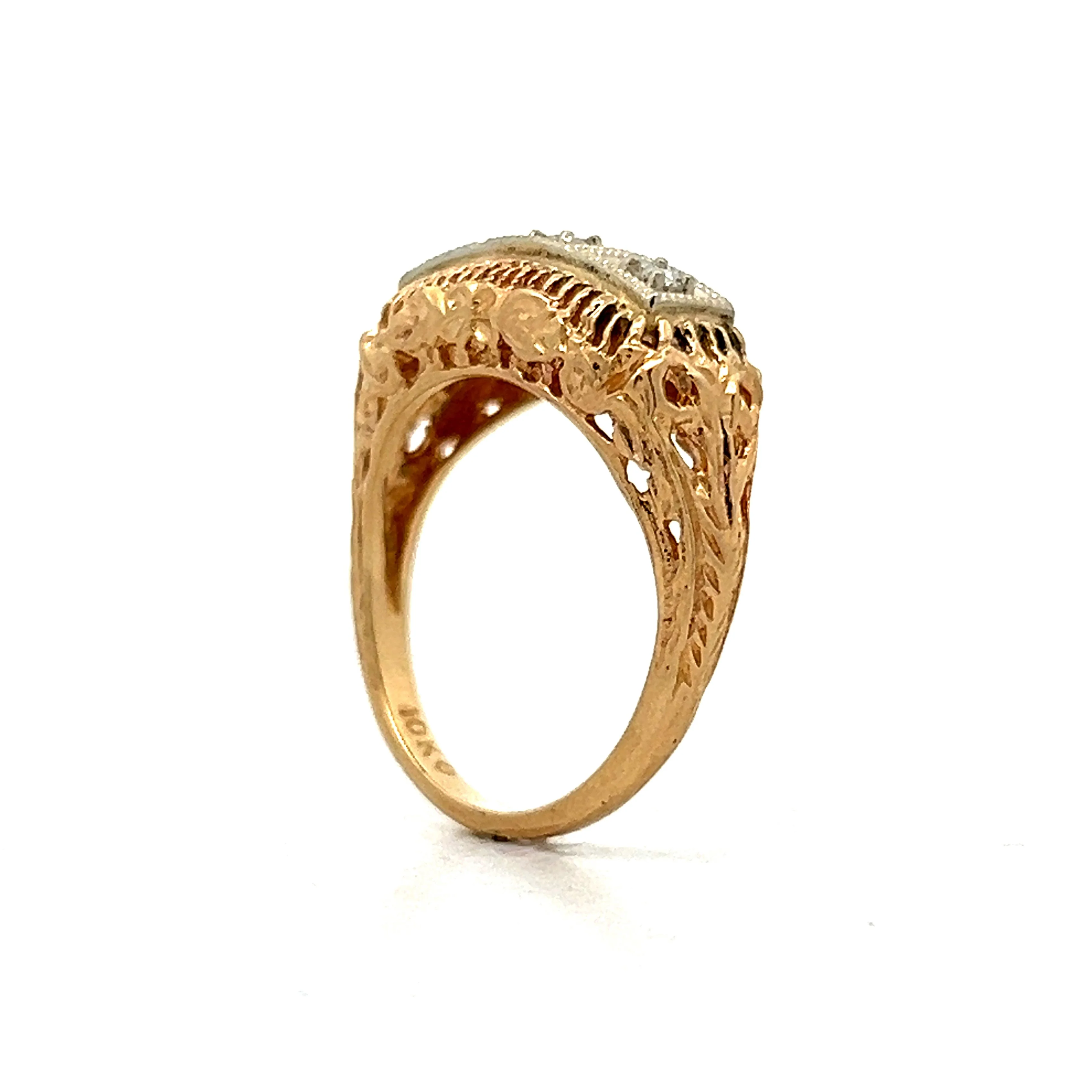 .10 Retro Three Stone Orange Blossom Ring in 10k - Image 5